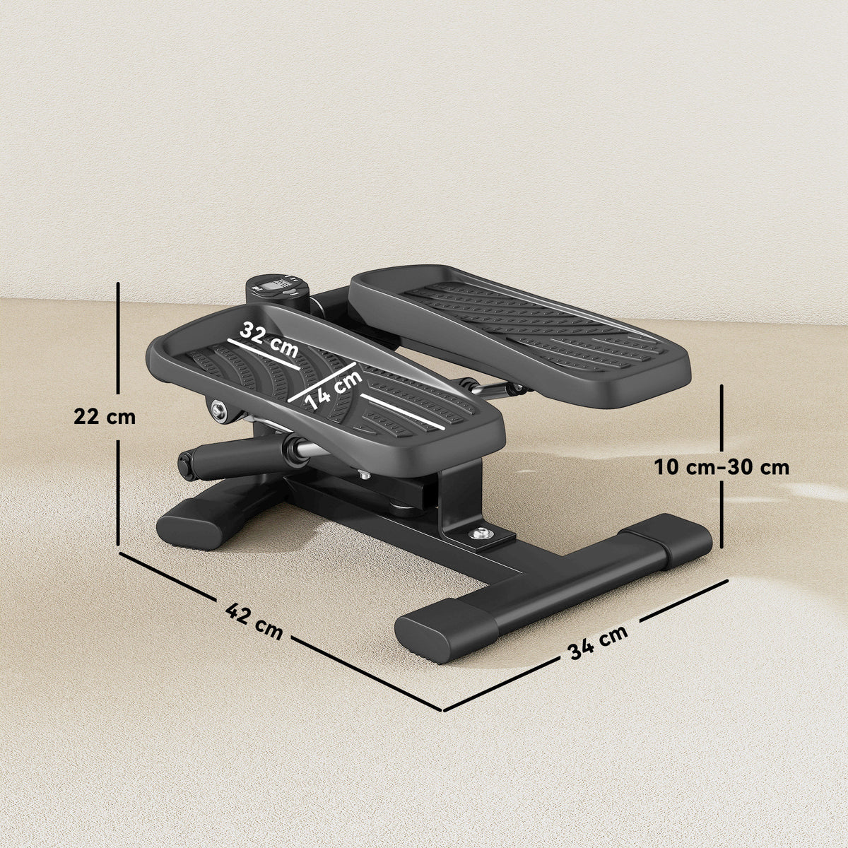 Stepper Twister 2 in 1 con Monitor LCD, Pedali Grandi e Antiscivolo, Capacità 100 kg, Nero