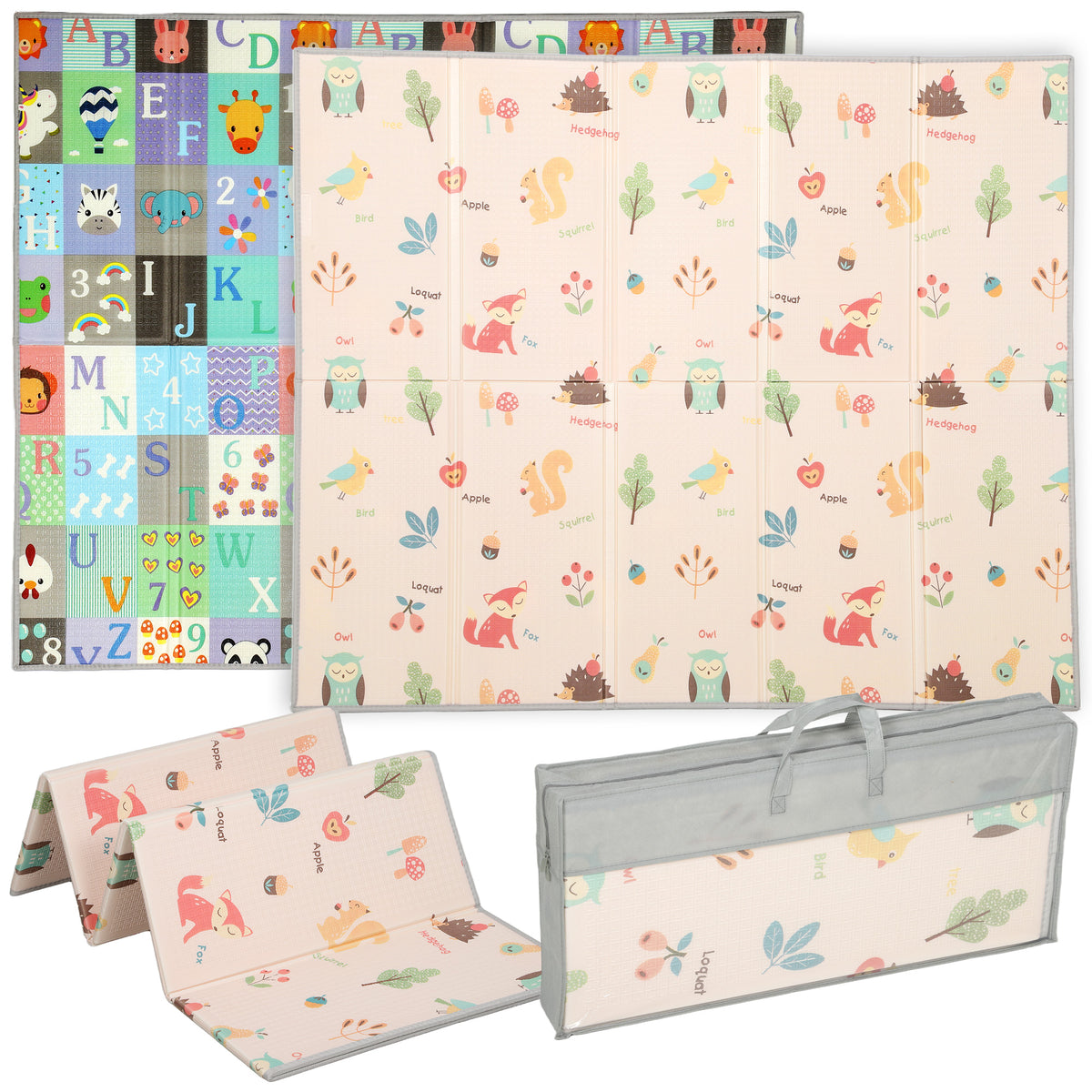 Tappeto per Bambini 0-3 Anni con Numeri e Lettere e Superficie Impermeabile, in XPE Multicolore, 180x150x1 cm