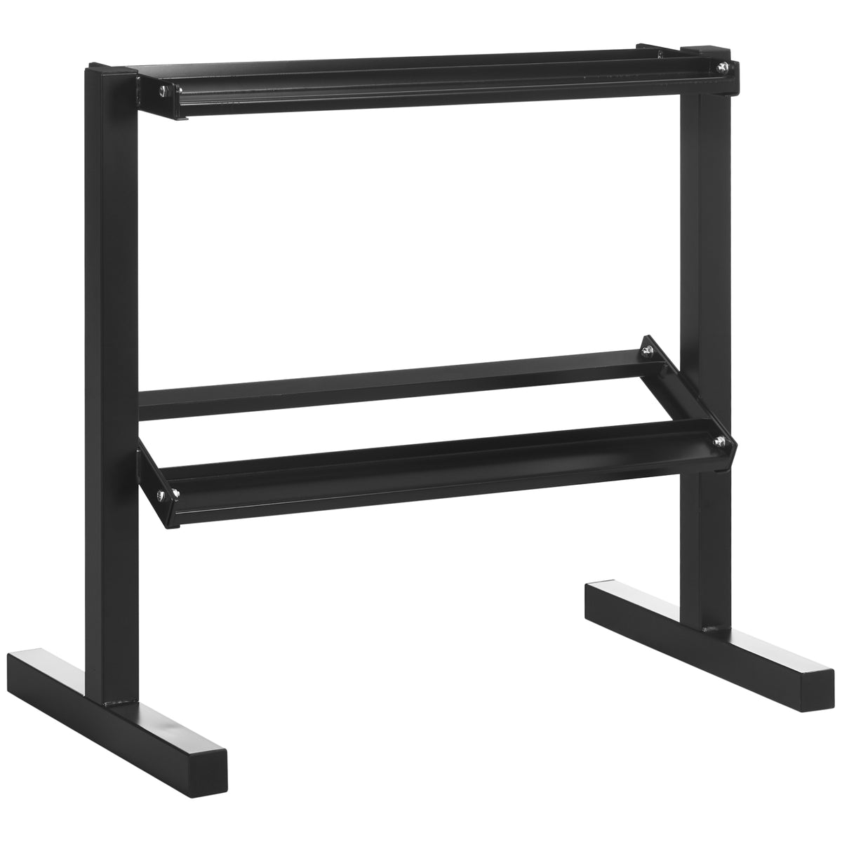 Porta Pesi con 2 Ripiani in Acciaio per Palestra, Casa e Ufficio, 94x52.5x82cm, Nero