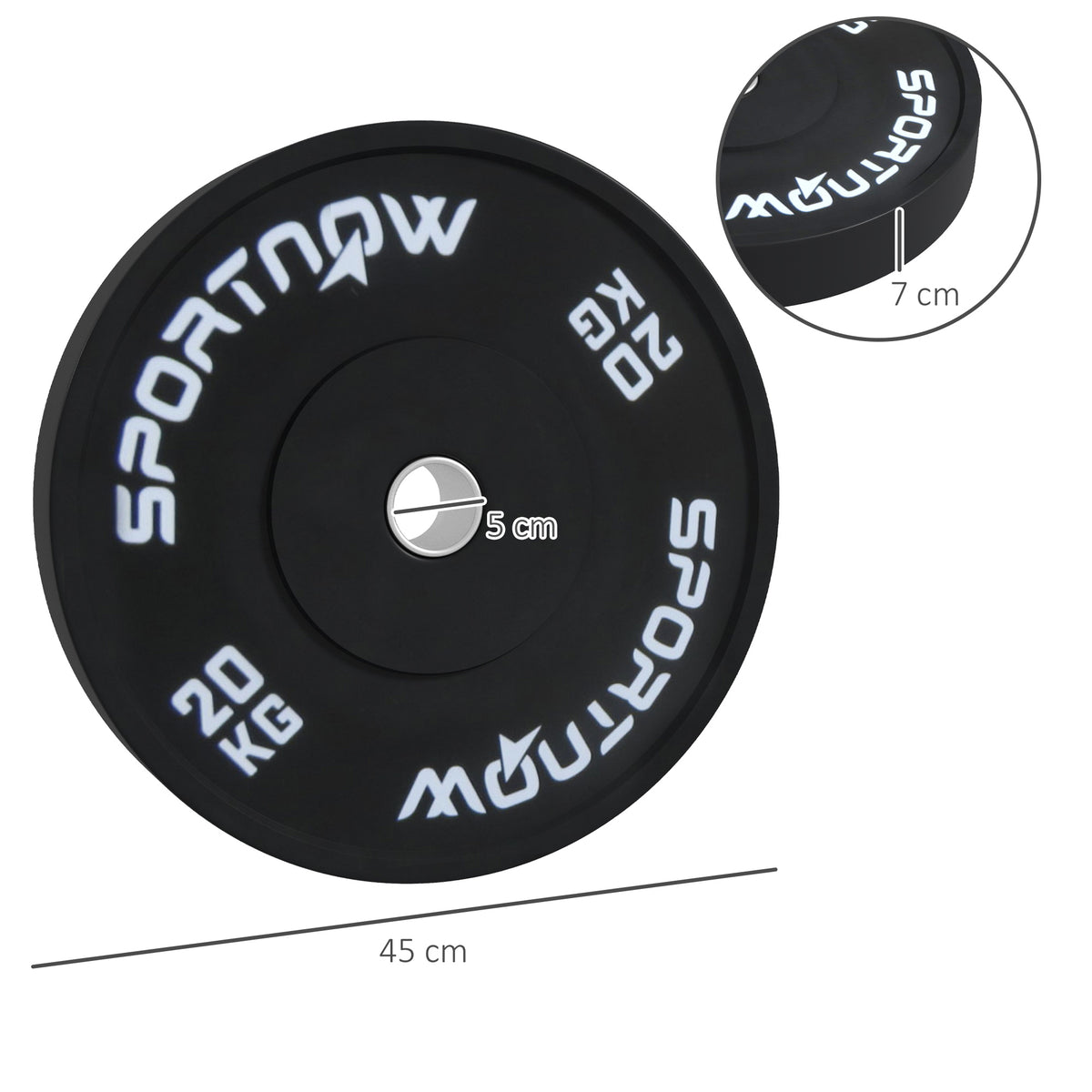 Set di 2 Dischi Palestra da 20kg per Bilanciere e Manubri con Attacco 5cm, Nero
