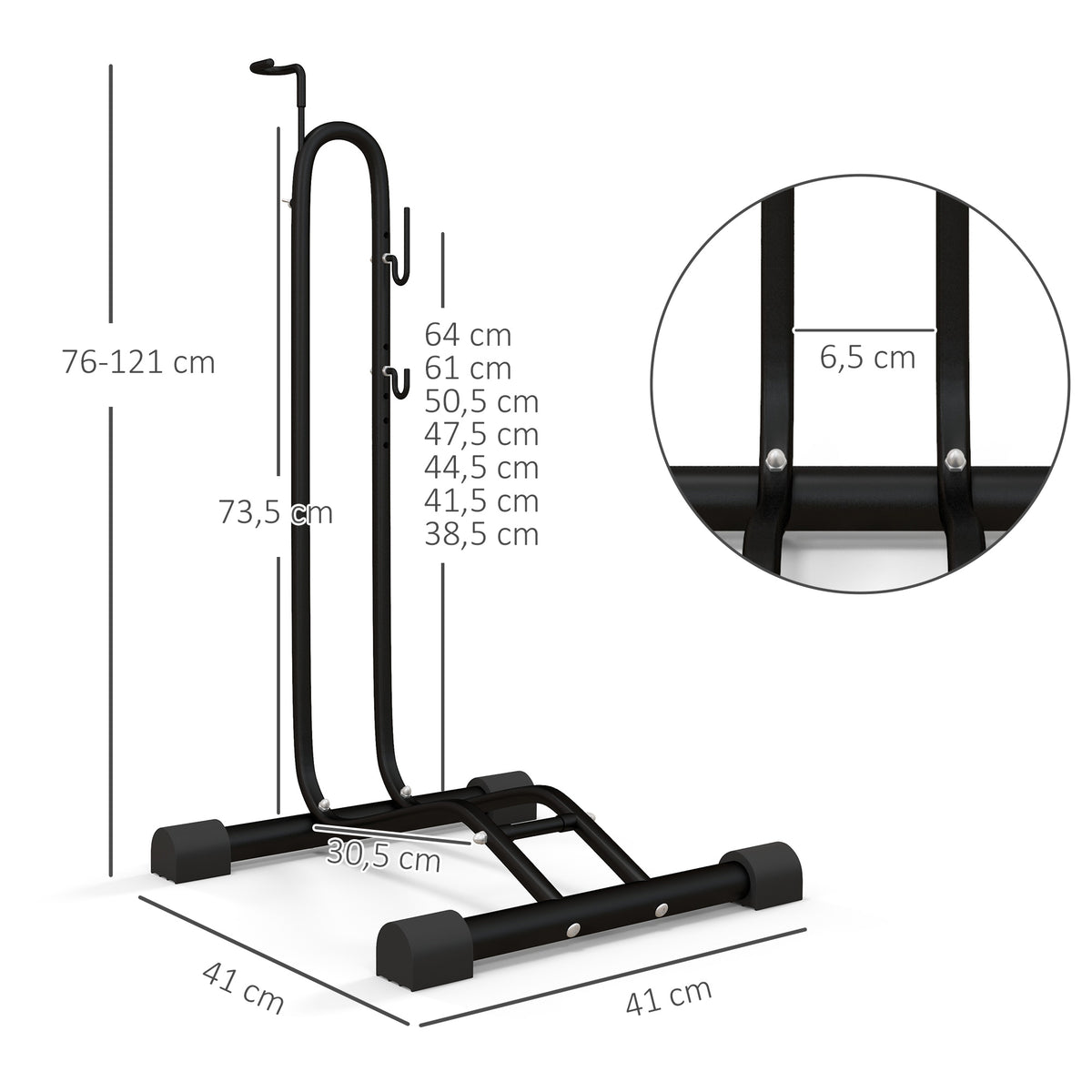 Supporto per Bici con Ganci Regolabili, Compatibile con Biciclette 24"-29" e 700c, per Garage, Interno ed Esterno, Nero