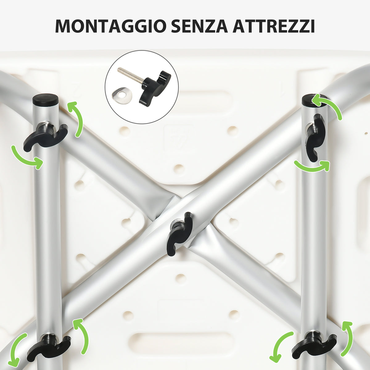 Sedia per Doccia in Alluminio ed EVA con Altezza Regolabile su 6 Livelli e Schienale Ricurvo, 51.5x49.5x68.5-81 cm
