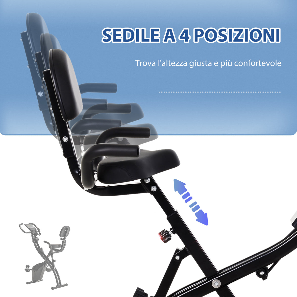 Cyclette Pieghevole 2 in 1, Resistenza Magnetica Regolabile 8 Livelli, Cyclette da Casa Silenziosa con Sensore Cardiaco, Sedile Regolabile, Bande Elastici, Schermo LCD, Ruote, Nero