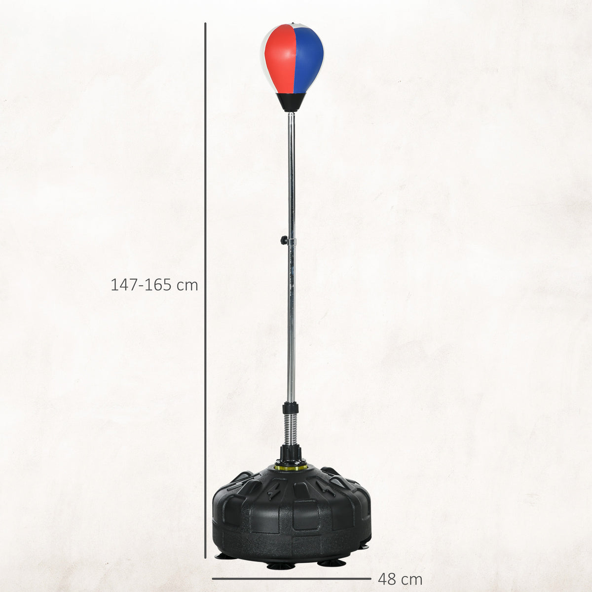 Punching Ball da Terra con Base Riempibile e Ventose, Altezza Regolabile da 147-165 cm, Nero