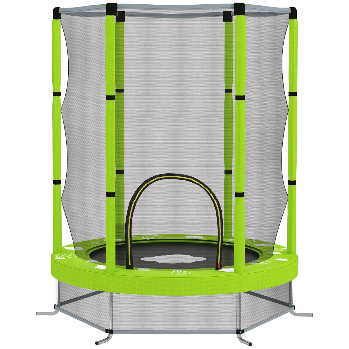 Trampolino Elastico per Bambini 140 cm con Rete di Sicurezza e Disegni, Età 3-6 Anni, Verde