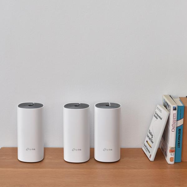 Deco E4 (Pacchetto da 3) - Sistema Wi-Fi Mesh Seamless Roaming, AC1200 Dual Band, 2 Porte Ethernet 100Mbps