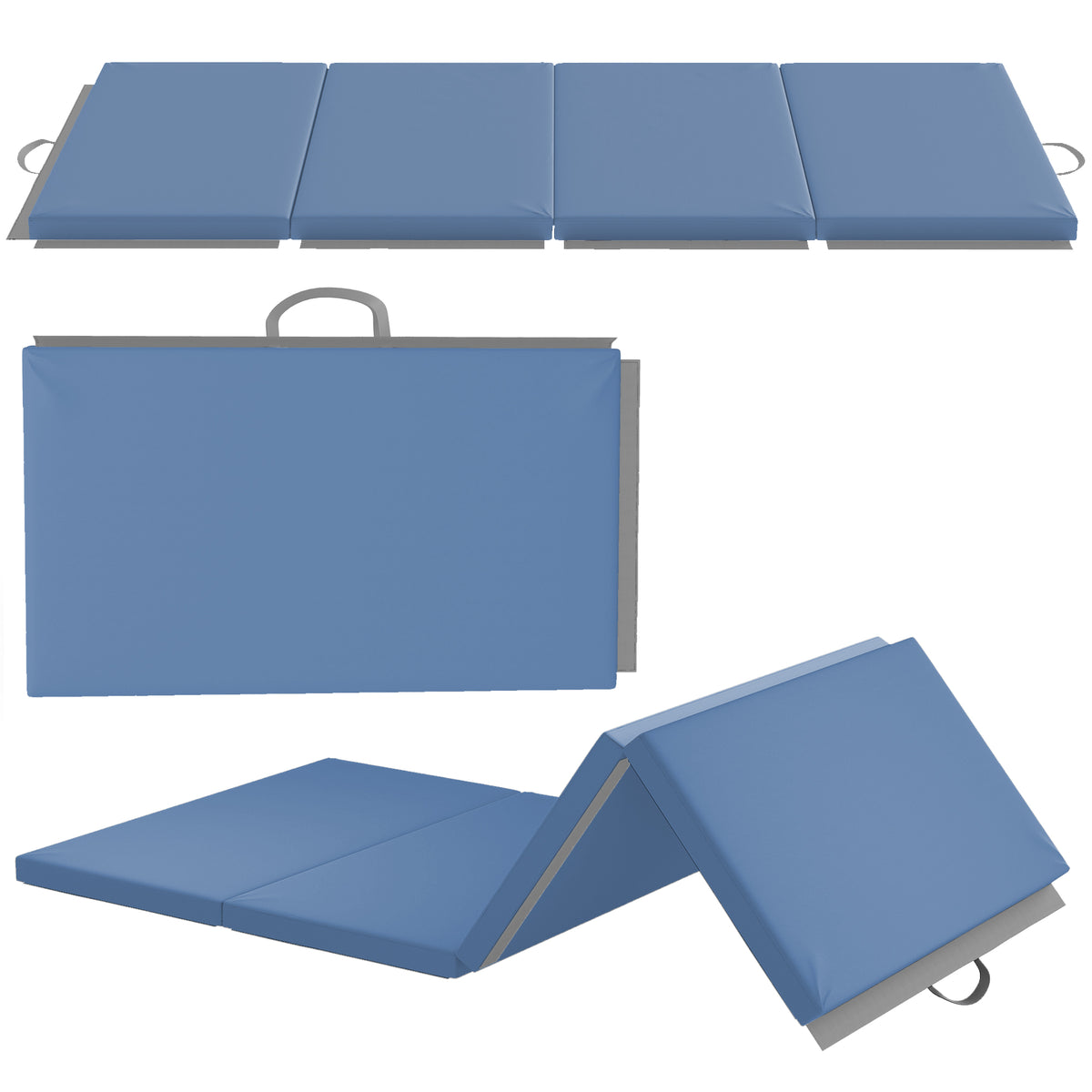 Tappetino da Ginnastica Pieghevole, Materassino Fitness Spesso 5 cm e Antiscivolo, 180x80x5 cm, Azzurro