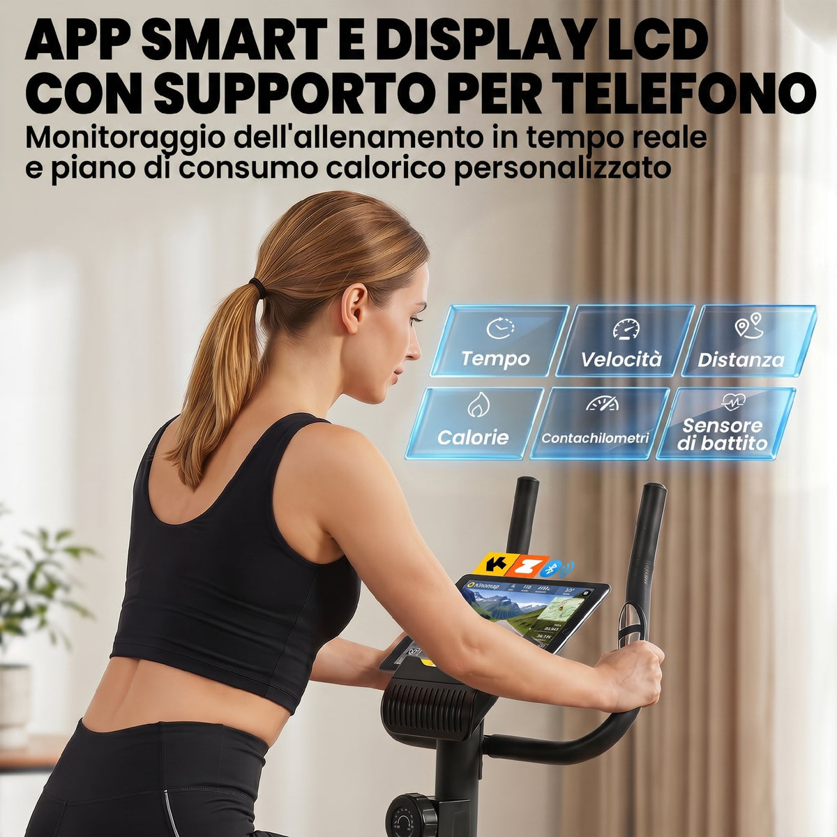 Cyclette Bluetooth, App, Silenziosa, 8 Livelli Resistenza Magnetica per Casa.