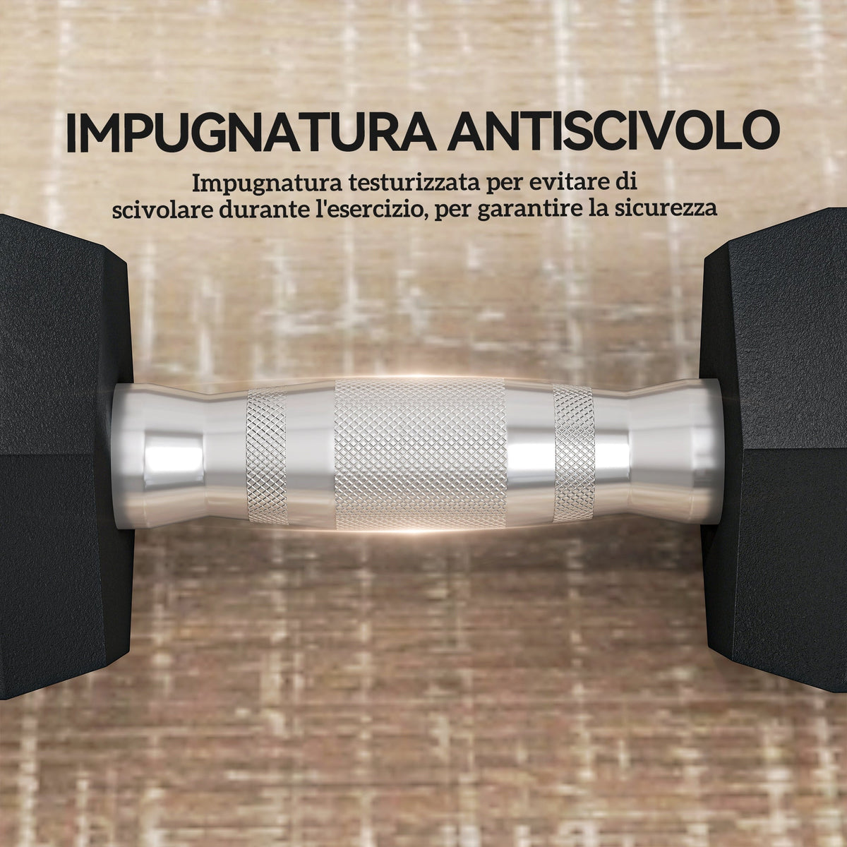 Set di 2 Manubri da 6 kg Esagonali con Presa Antiscivolo e Rivestimento in Gomma, Nero