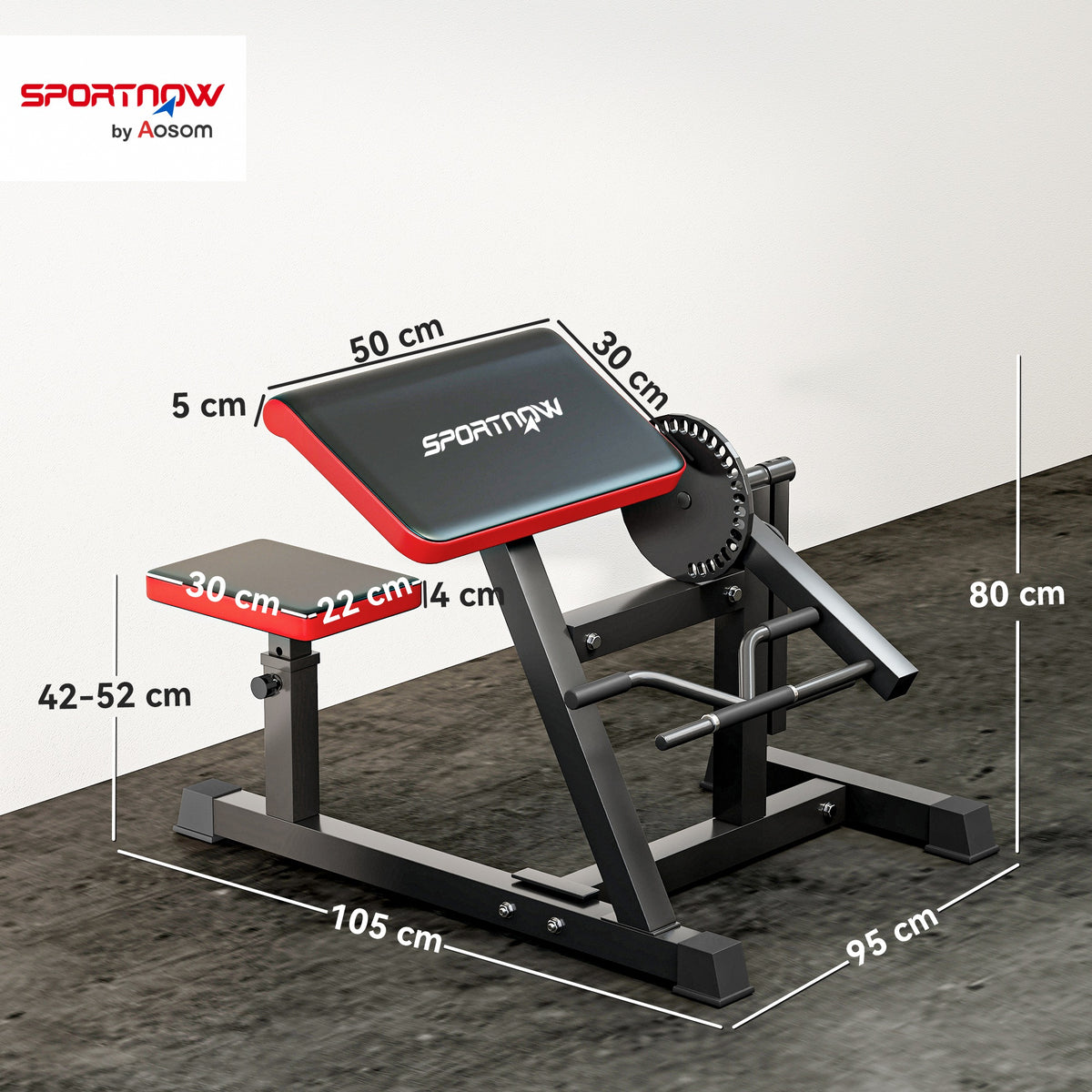 Panca per Curl Bicipiti con Seduta e Appoggio per Gomiti Regolabili, Supporto per Pesi, Nero