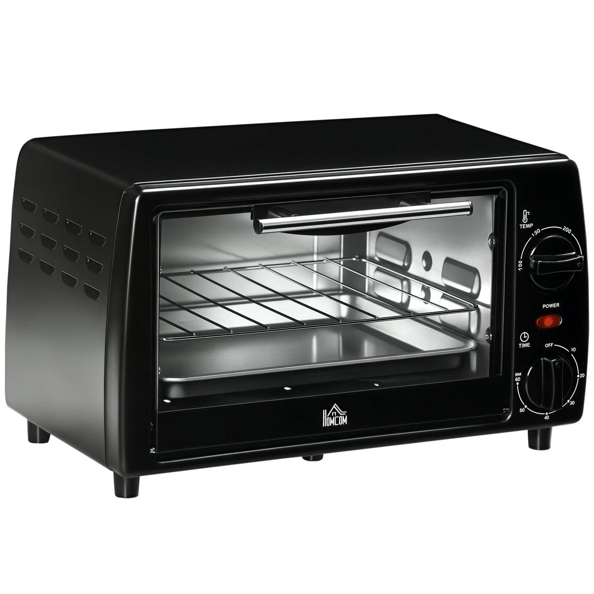 Fornetto Elettrico 10L da 750W con Temperatura Regolabile e Timer, 36.5x26x22 cm, Nero