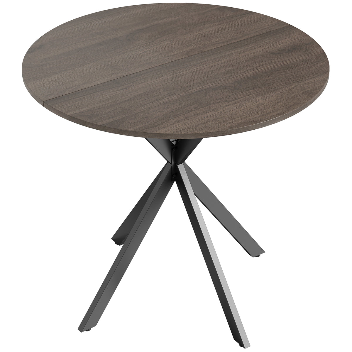 Tavolo da Pranzo Rotondo Stile Industriale con Gambe a Croce in Acciaio, 80x75 cm, Marrone