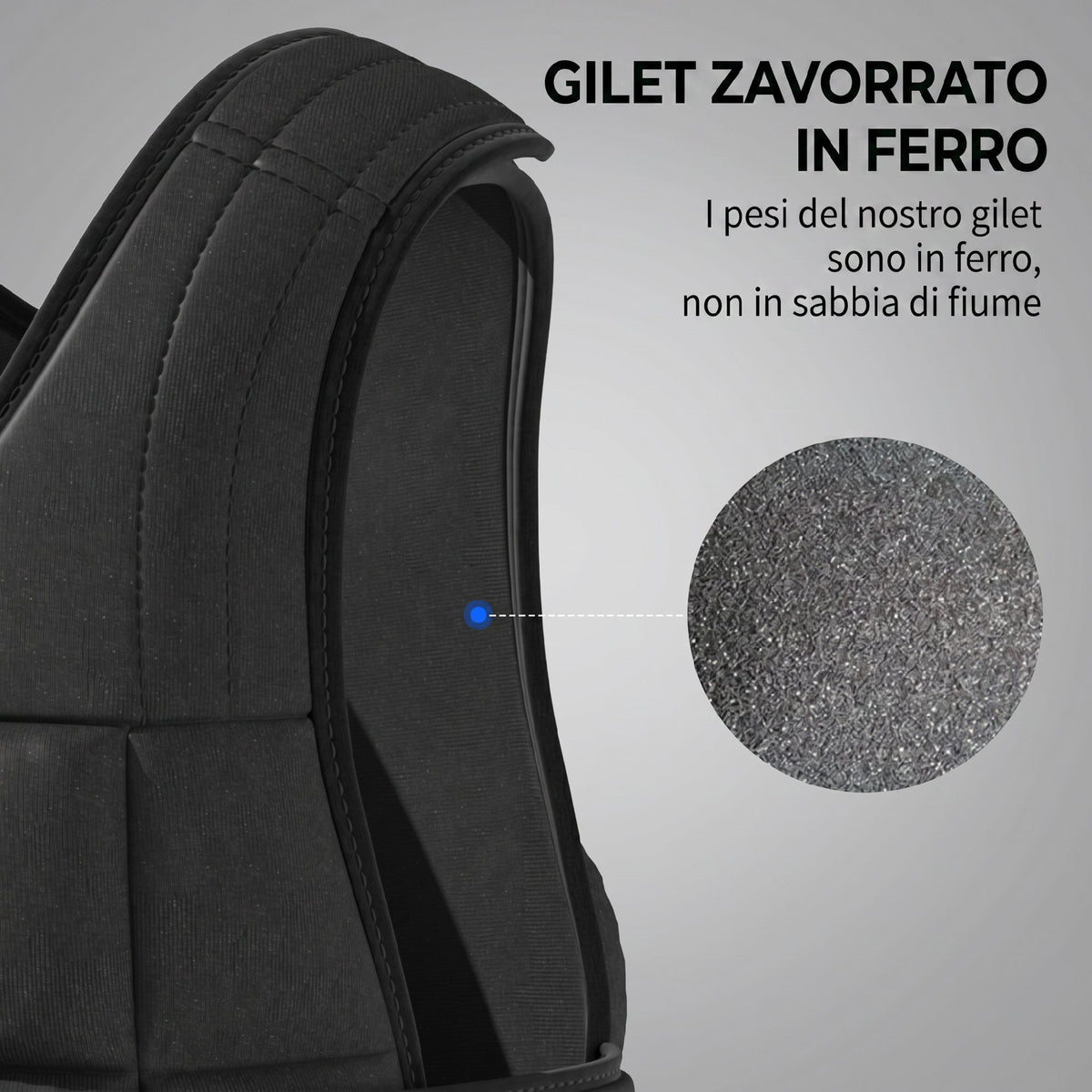 Giubbotto Zavorrato 10kg Unisex 38 Pesi Singoli, Imbottitura, Chiusure con Velcro, Nero