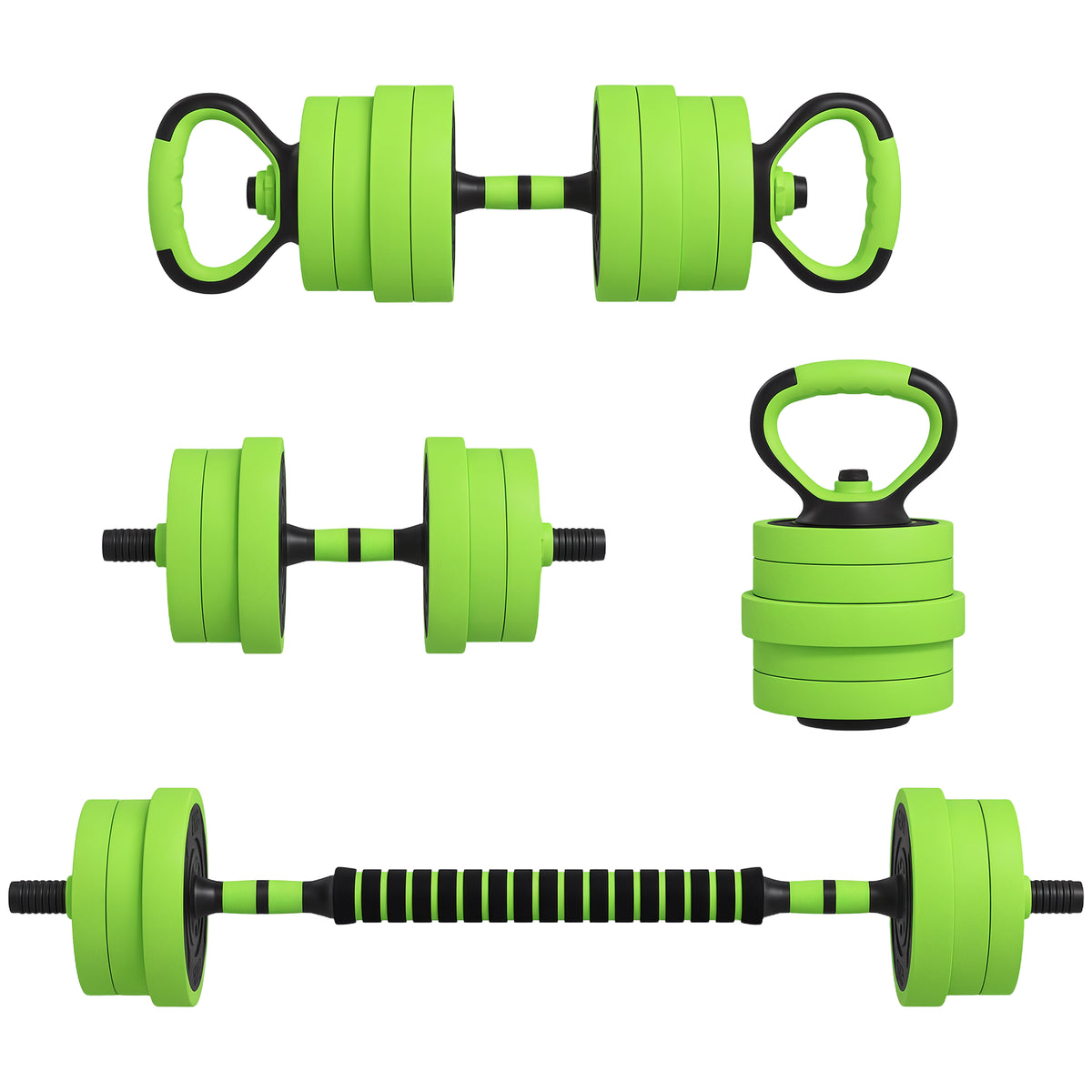 Pesi da Palestra Set 4 in 1 da 40kg totali, utilizzabile come Kettlebell, Manubri e Bilancieri