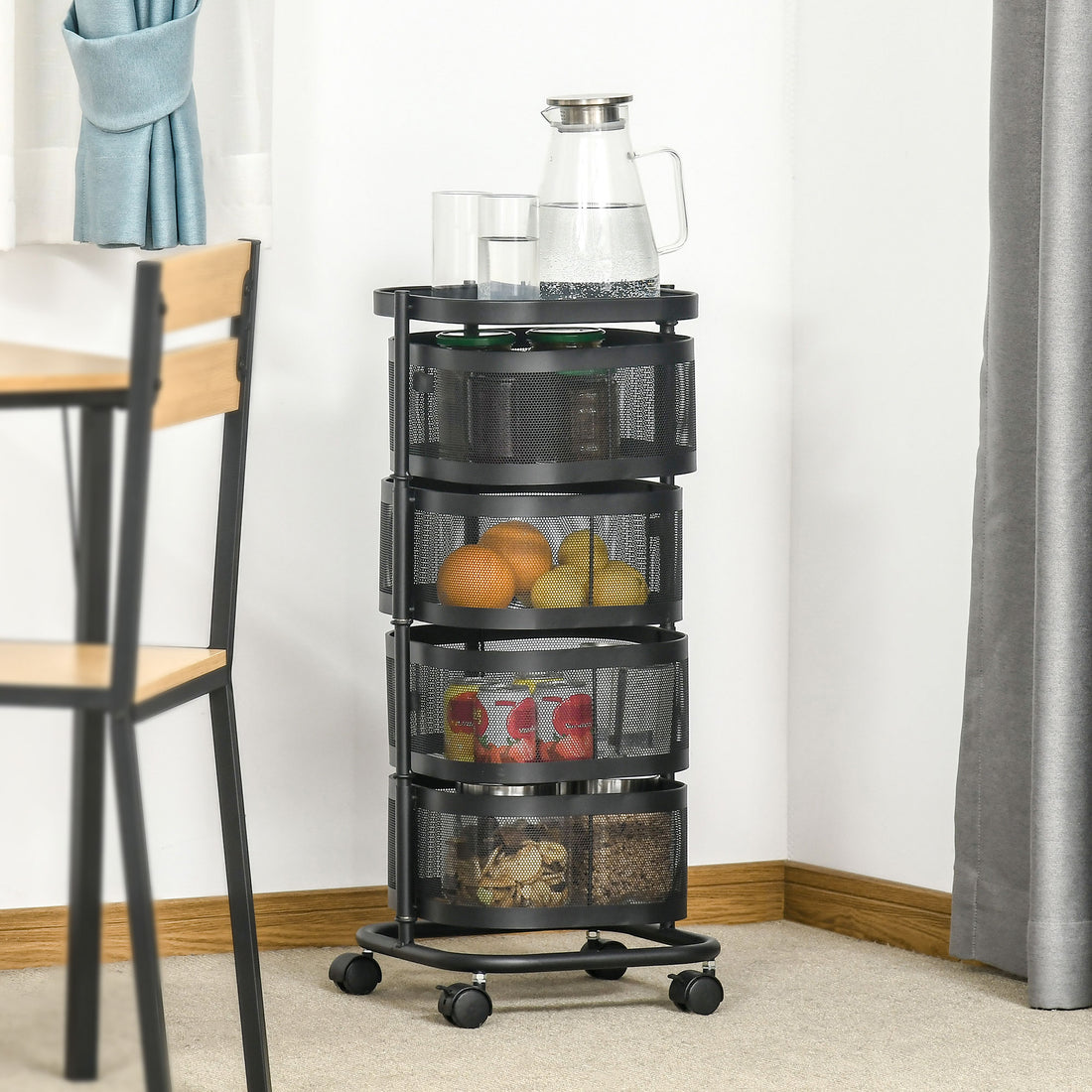 Carrello Portavivande con 4 Cestelli, Piano d&