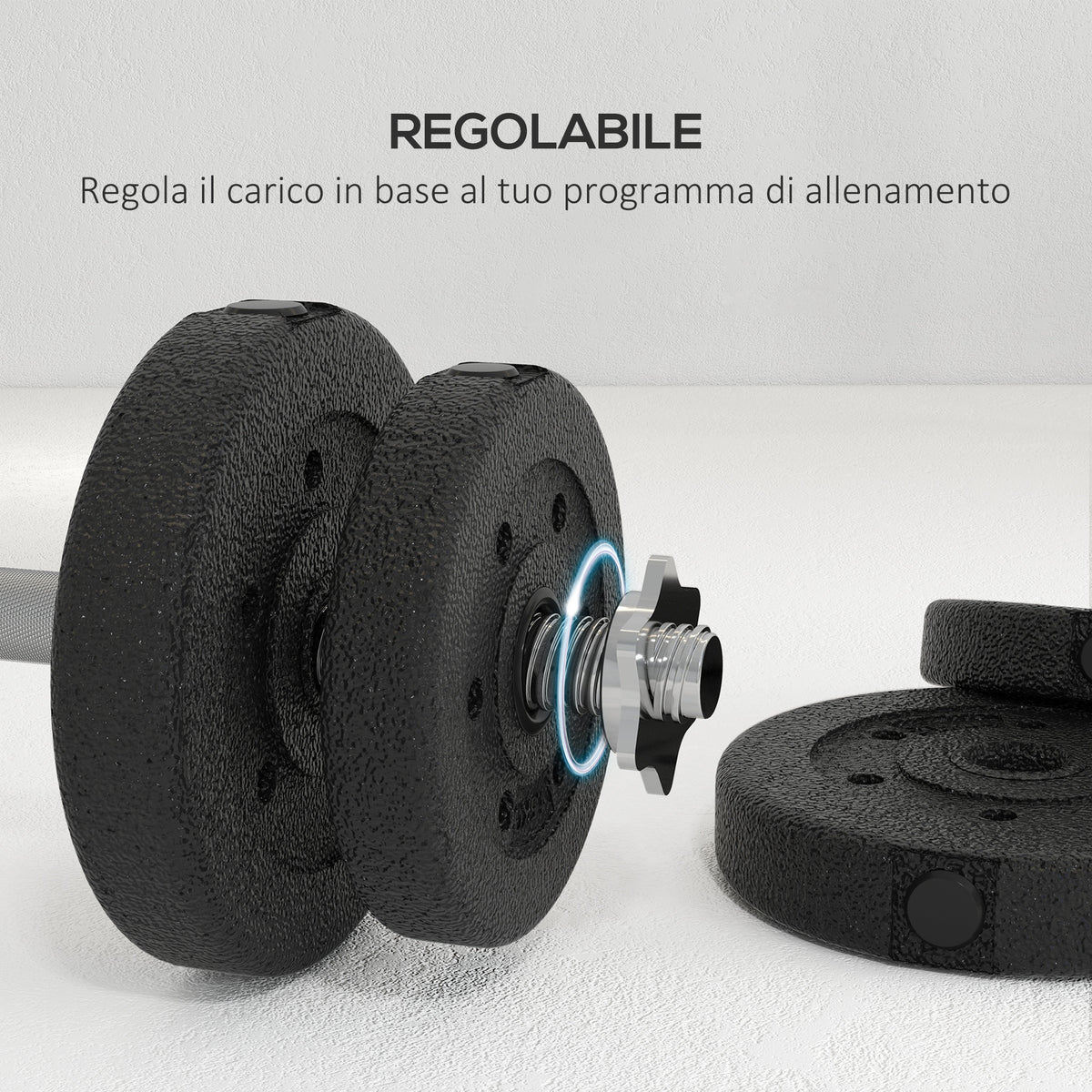 Set Pesi Manubri da 30 kg (8x2.5 kg, 4x1.5 kg) con 12 Dischi e 2 Manubri da 2 kg, 43x18x7.5 cm, Nero