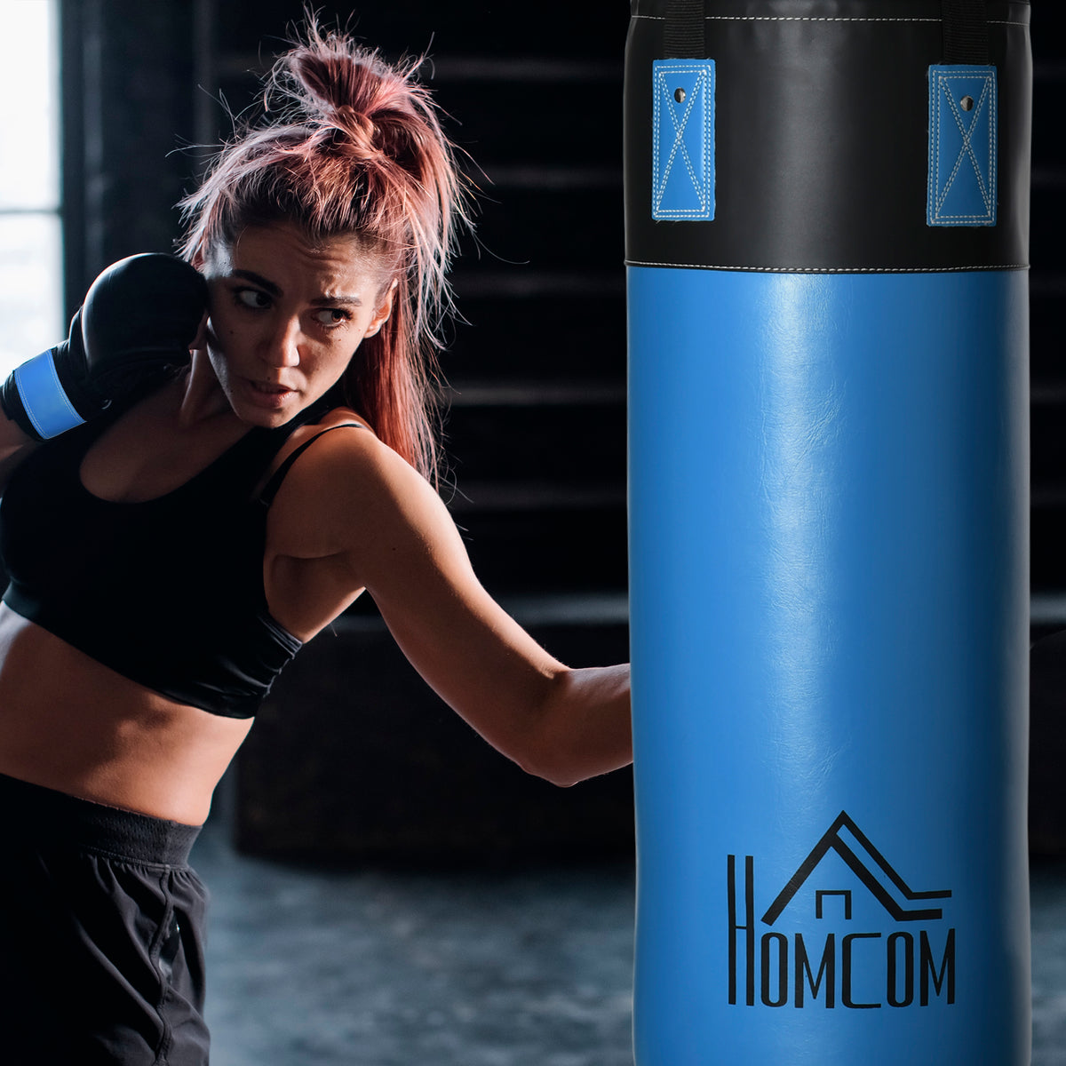 Set Sacco da Boxe da Appendere con Guantoni, Sacco per Pugilato a 3 Strati con Borsa di Trasporto, Blu