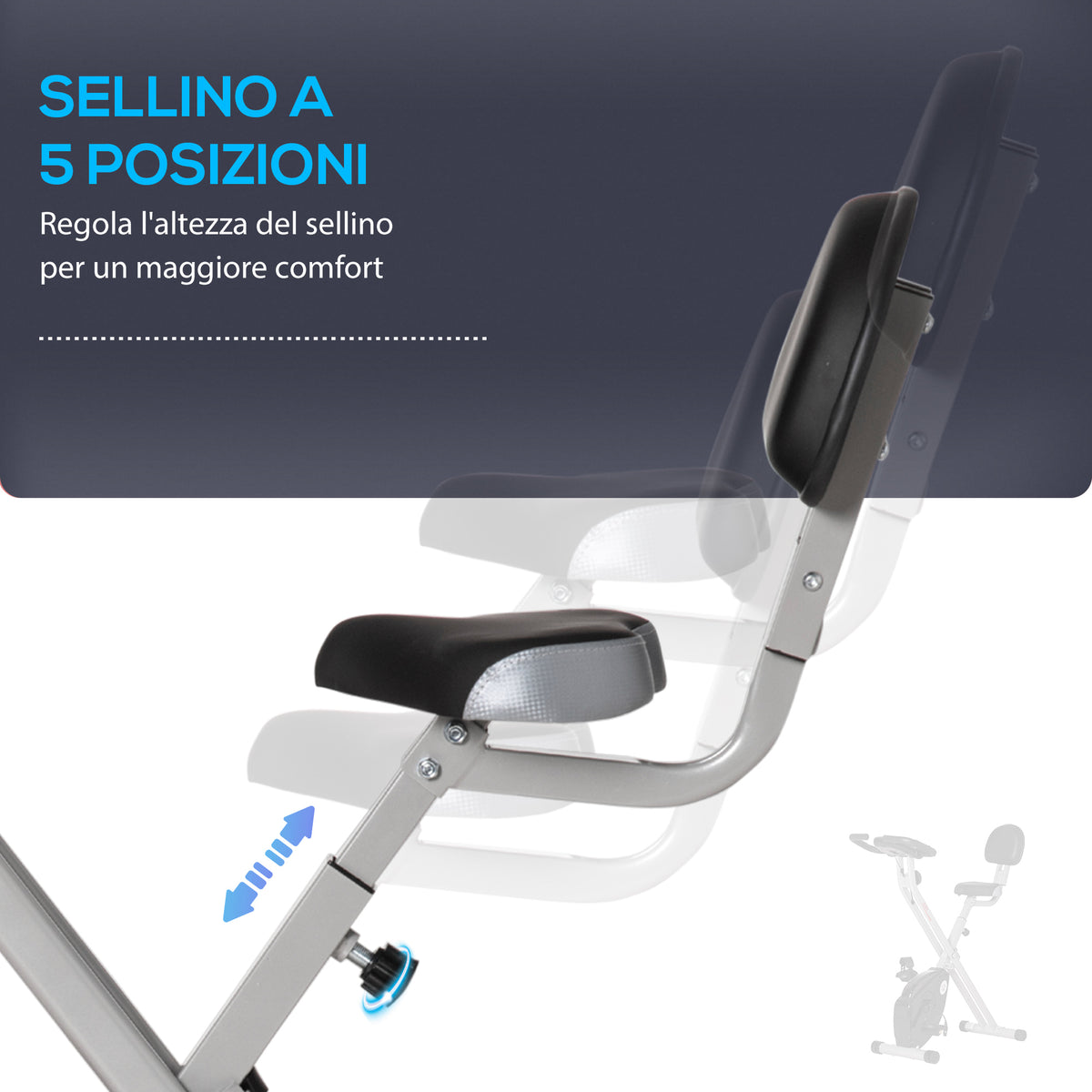 Cyclette Pieghevole da Fitness in Acciaio, Cyclette Magnetica Pieghevole da Casa con Altezza Regolabile, Resistenza Magnetica a 8 Livelli, Schermo LCD, 43x97x109cm, Grigio