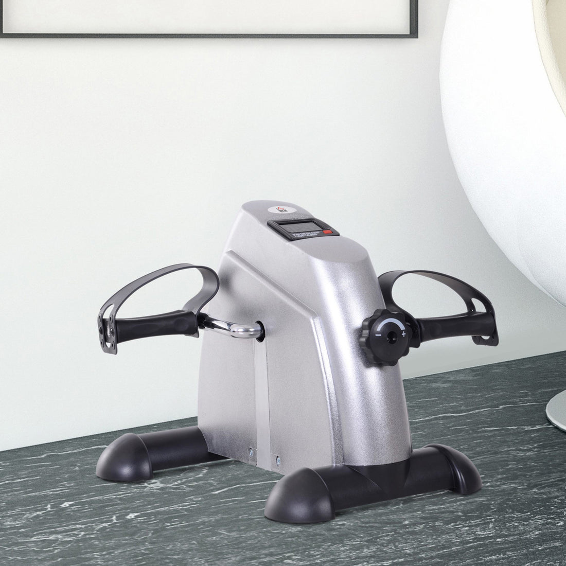 Mini Cyclette Portatile per Gambe e Braccia, Pedaliera per Riabilitazione con Display LCD, Argento