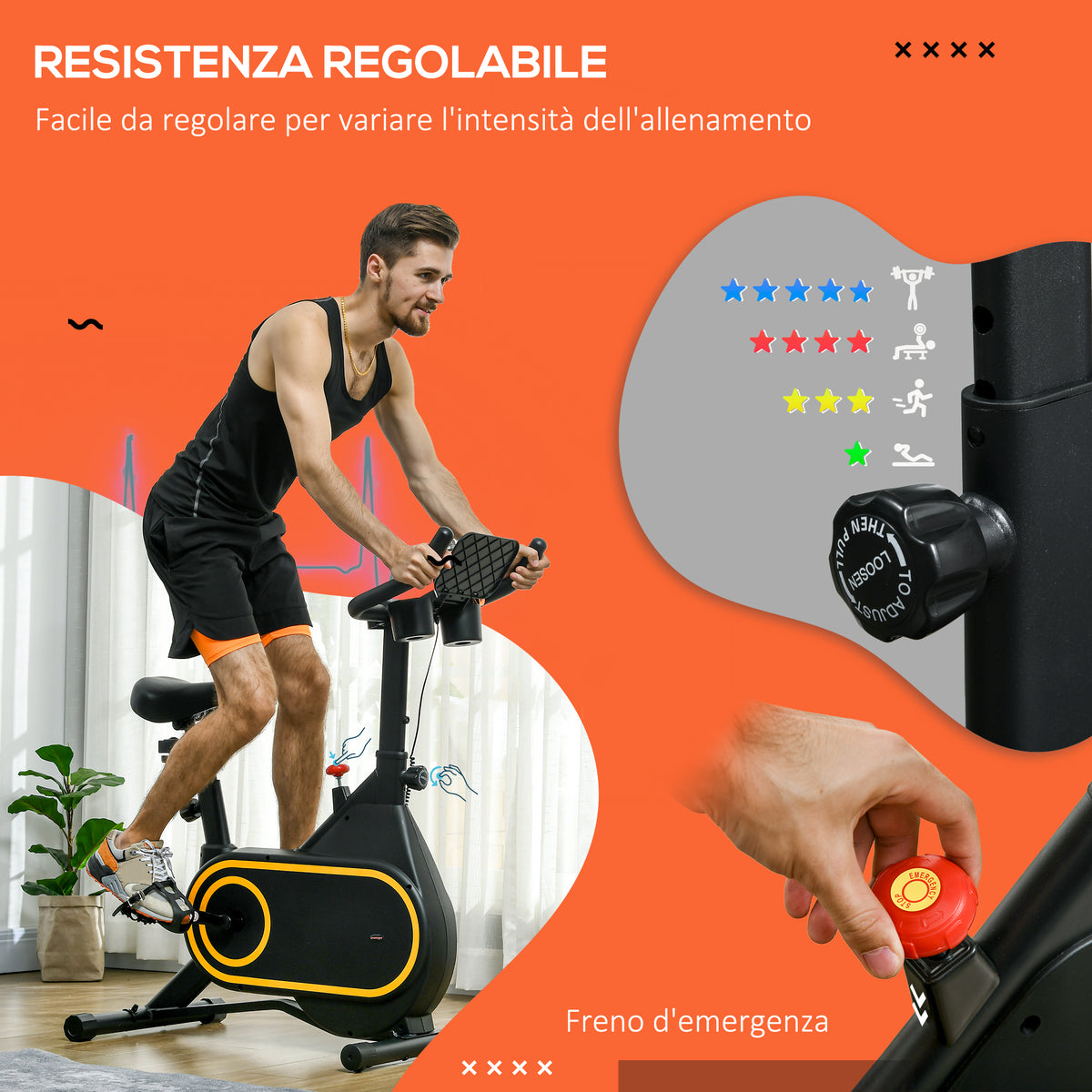 Cyclette Magnetica con Volano da 4kg, Manubrio e Sellino Regolabili