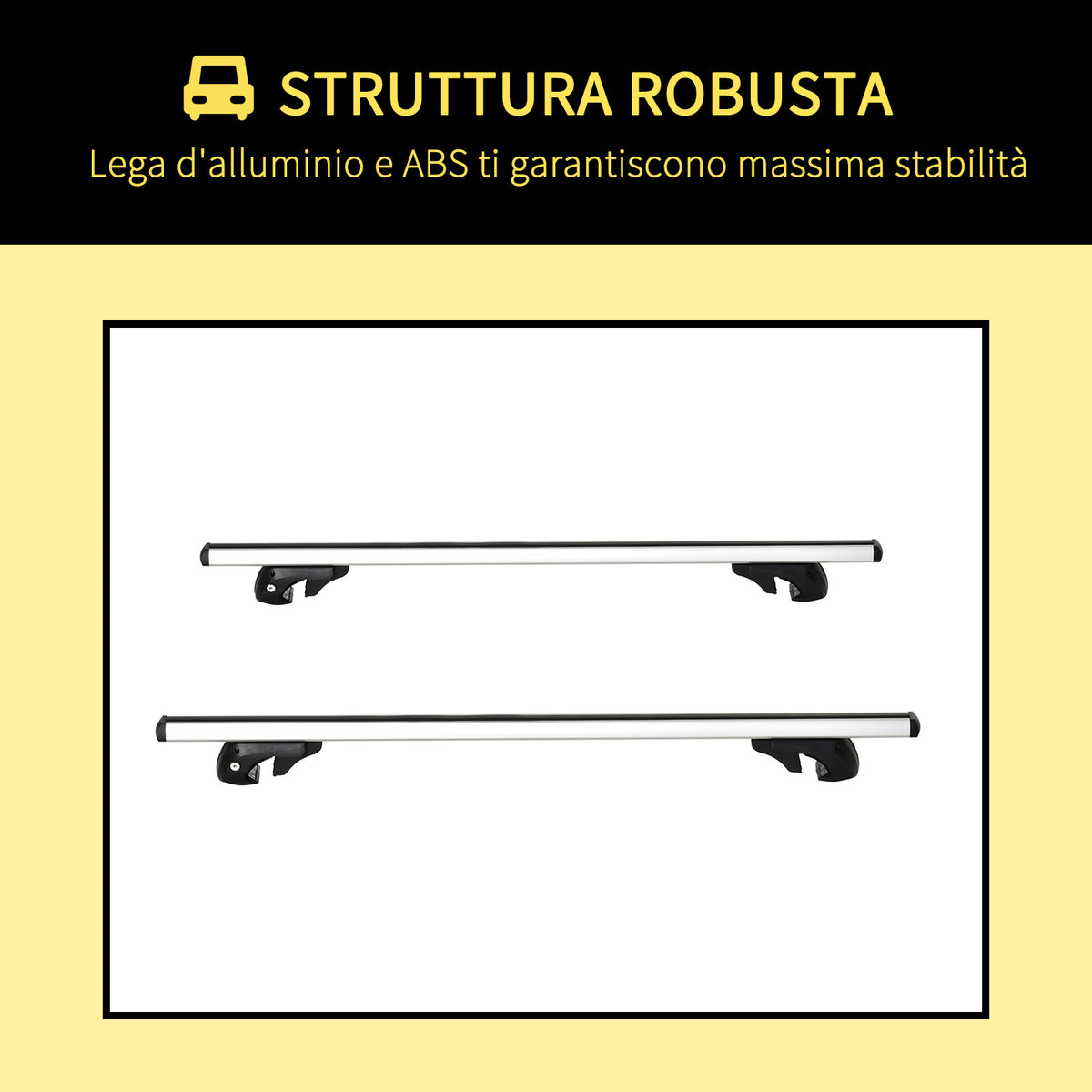 Barre Portapacchi per Auto con Serratura e Chiavi in Lega di Alluminio 125x5.5x7cm, Max. 75 kg