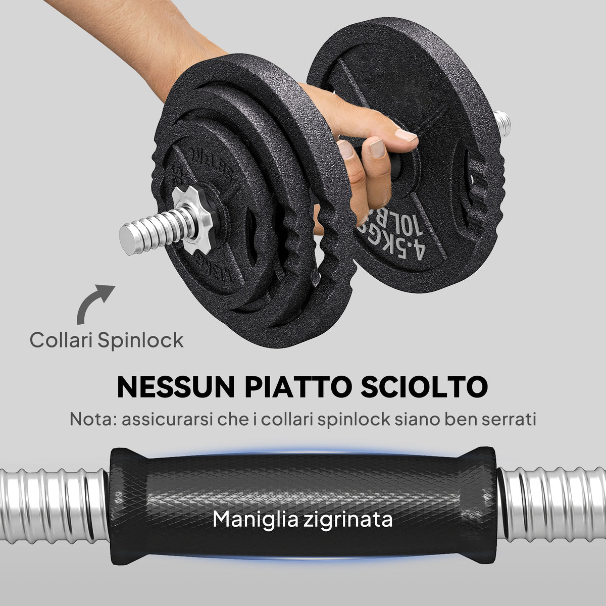 Pesi per Palestra 2 in 1 da 42 kg con 14 Dischi, Bilanciere e Manubri, in Acciaio, 180x24x24 cm, Nero