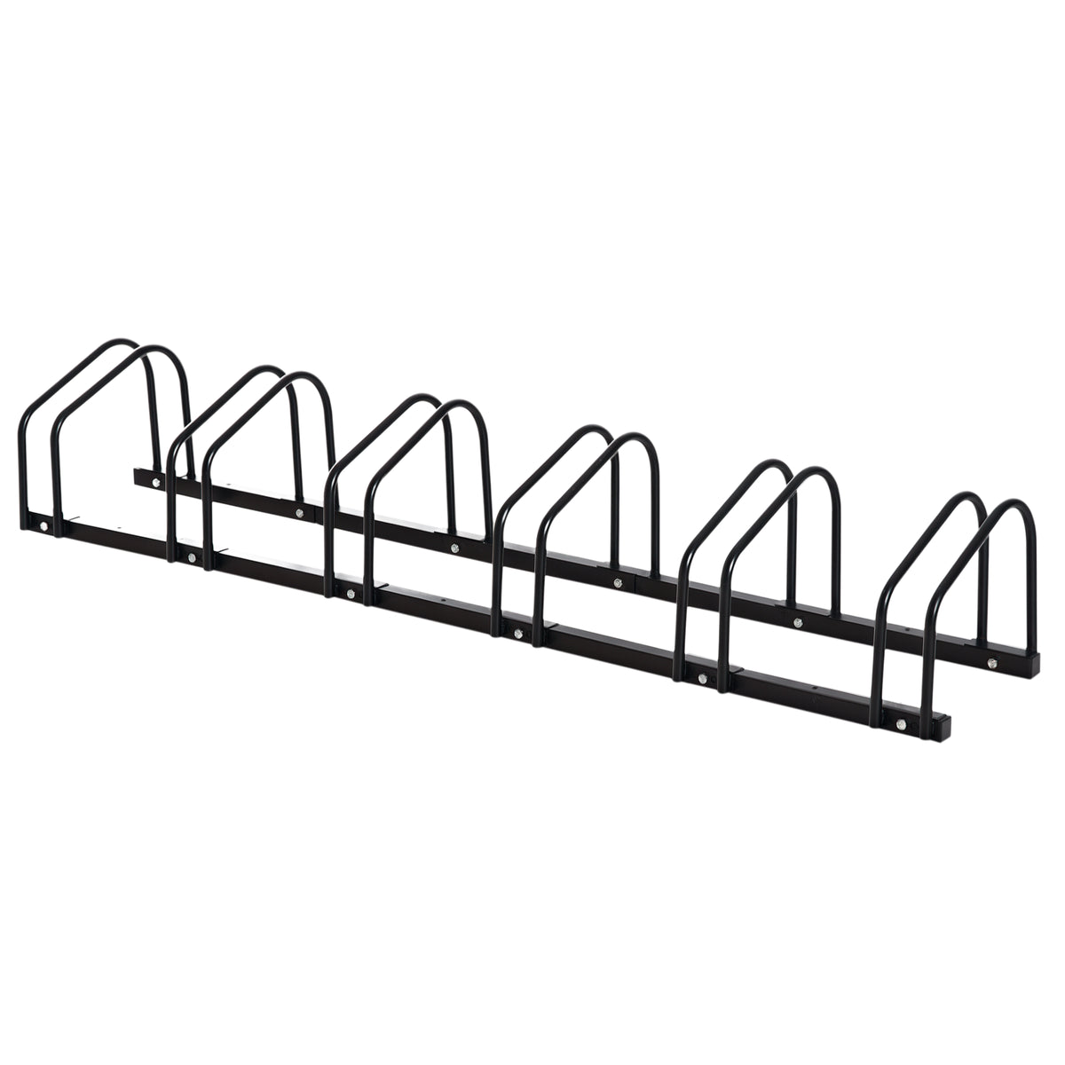 Rastrelliera Portabiciclette Parcheggio per 6 Biciclette in Acciaio, 179x33x27 cm, Nero