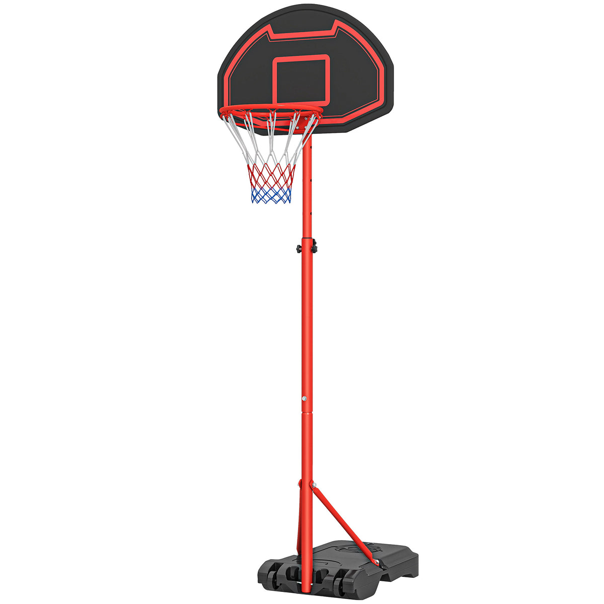 Canestro Basket da Esterno con Altezza Regolabile 193.5-248.5cm e Base Riempibile con Acqua o Sabbia, 73x49x194-249 cm