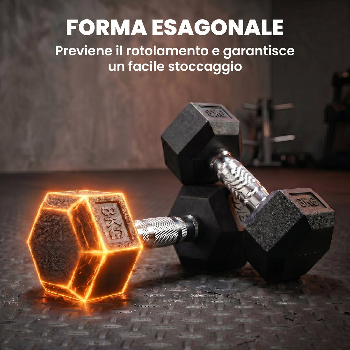 Set di Manubri Palestra, 2x8 kg, con Impugnatura Antiscivolo, Allenamento Forza Fitness Casa, Nero
