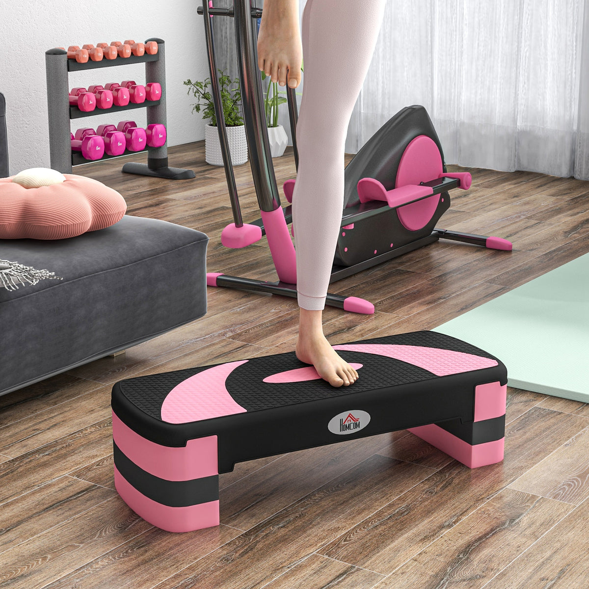 Step Fitness da Aerobica Regolabile su 3 Altezze, in Plastica, 80x31x10/15/20 cm, Rosa