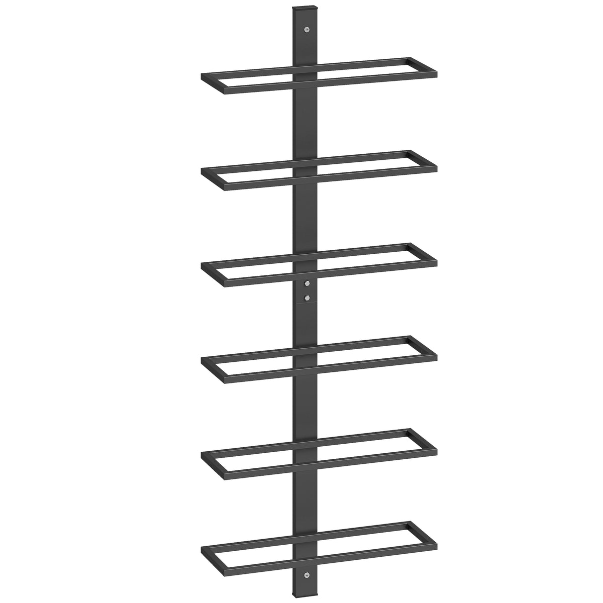 Portabottiglie da Parete in Acciaio per 6 Bottiglie di Vino, Cucina e Sala, 27x10x71 cm, Nero