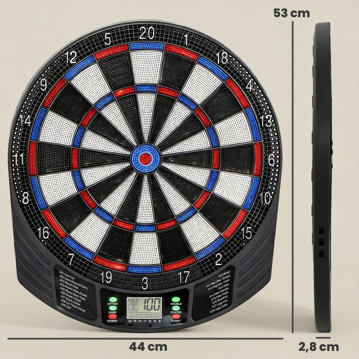 Freccette Bersaglio Elettronico, Bersaglio Freccette con Punta Morbida con 6 Freccette e Display LCD, per 8 Giocatori, 18 Giochi e 159 Varianti