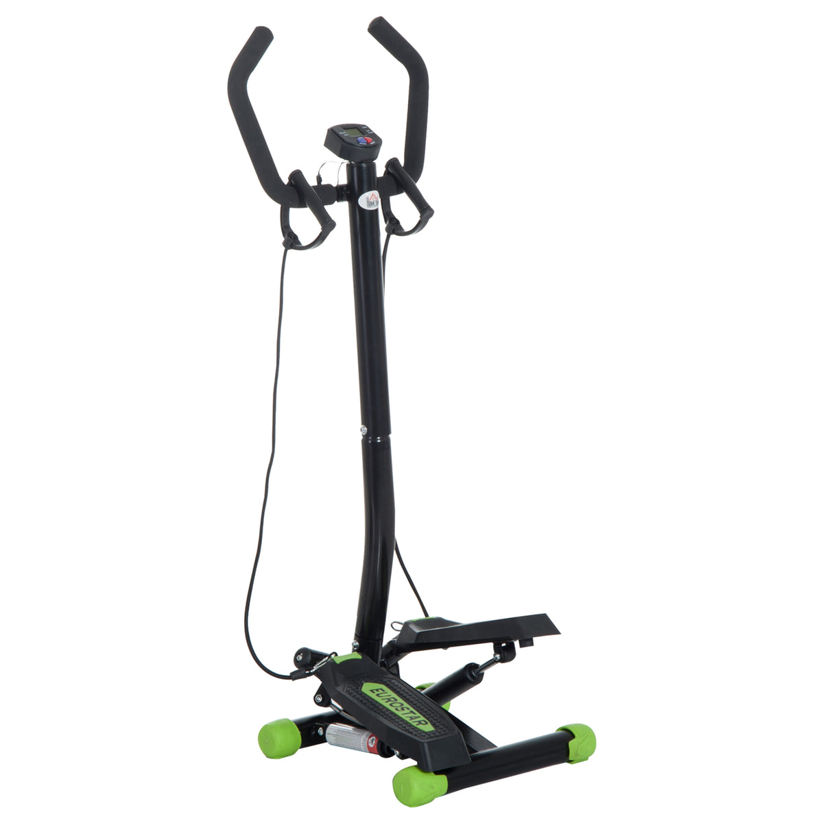 Stepper Professionale con Manubrio e Corde in Acciaio per Allenamento a Casa, 40 x 40 x 118cm, Nero