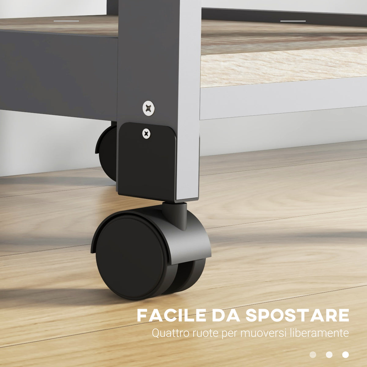 Carrello da Cucina con Cassetto, 2 Vassoi Estraibili e Ripiano Fisso, in Legno di Pino e MDF, 37x37x76 cm