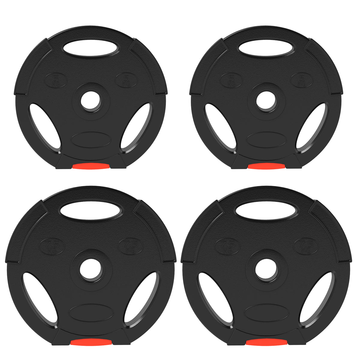 Kit Pesi con 2 Dischi da 7.5 kg e 2 Dischi da 5 kg in Polipropilene e Sabbia, 30x5.5 cm e 27x4.5 cm, Nero