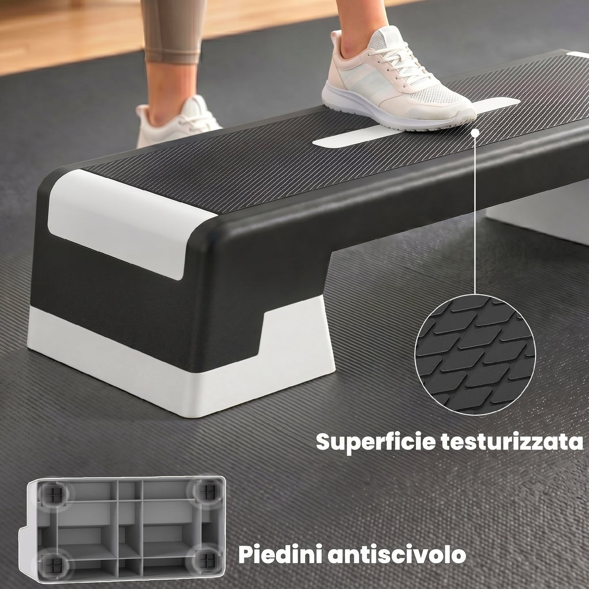 Stepper Aerobico Regolabile, Altezza 15/20/25 cm con Supporti