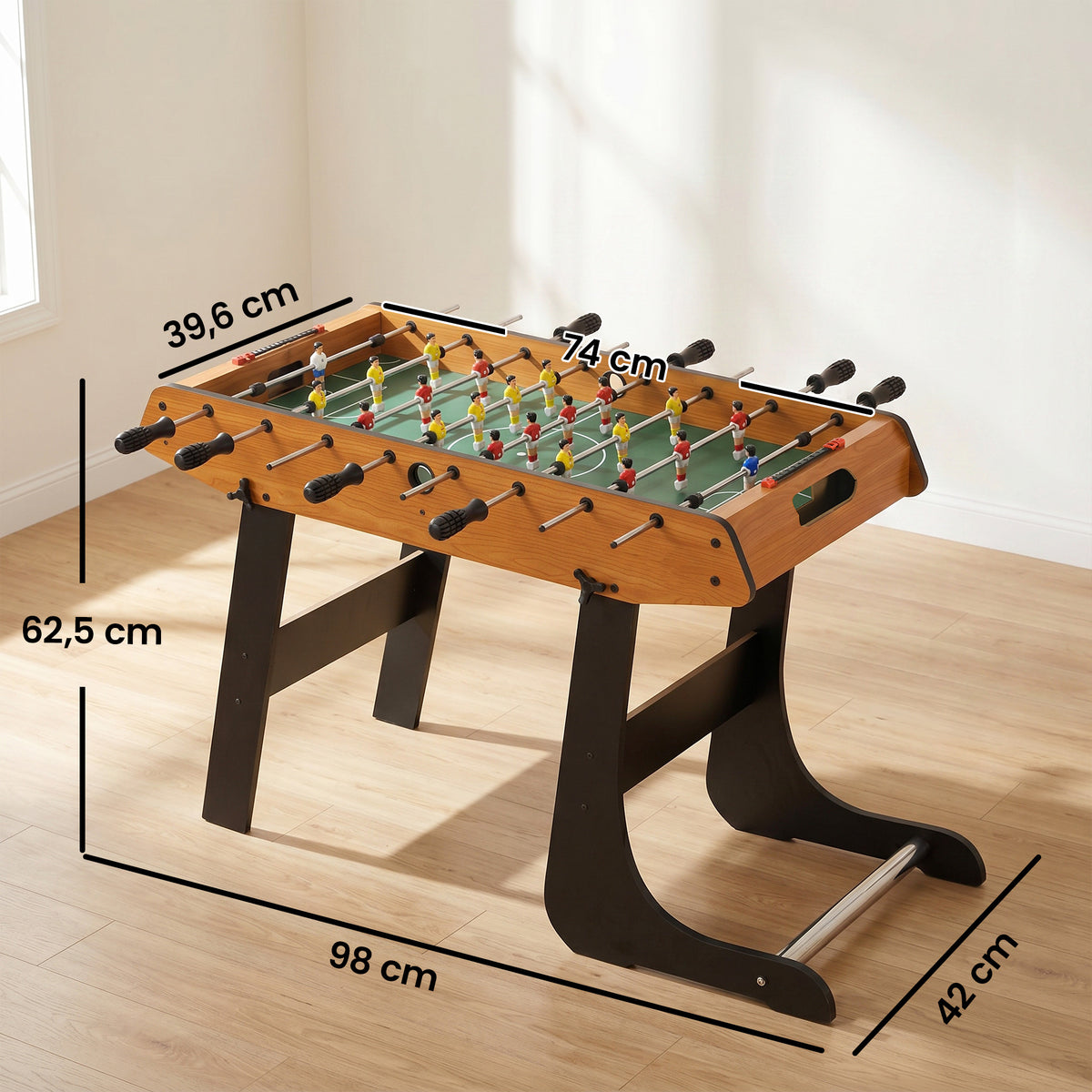 Mini Calcio Balilla Pieghevole, 22 Giocatori, 2 Palline, 2 Segnapunti Manuali e Maniglie Antiscivolo, Set da Gioco Freestanding per Famiglia