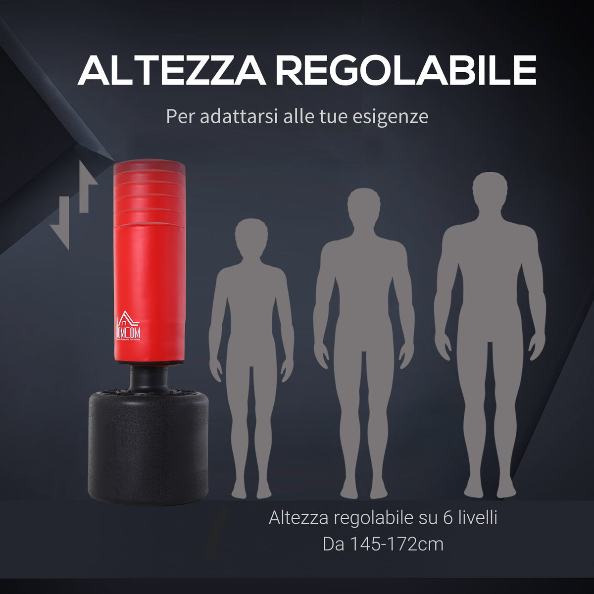 Sacco da Boxe da Terra Pesante con Altezza Regolabile (145-172cm) , Sacco da Boxe Pieno Base da Riempire con Acqua (100kg) Sabbia (120kg)