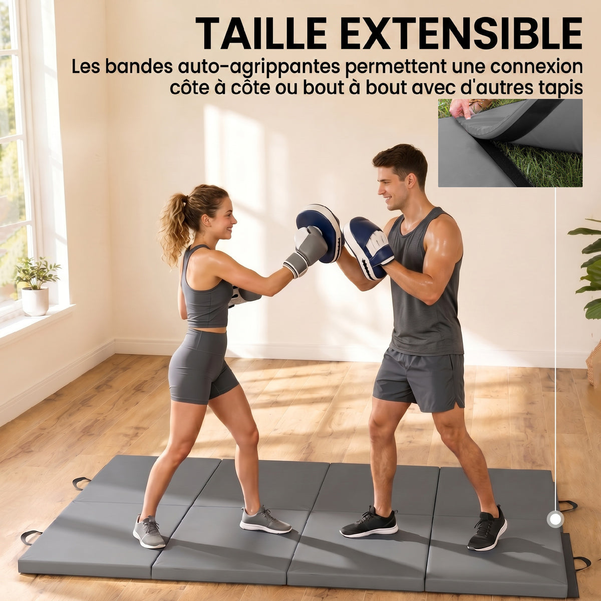 Tappetino da Ginnastica Pieghevole, Materassino Fitness Spesso 5 cm e Antiscivolo, 180x80x5 cm, Grigio