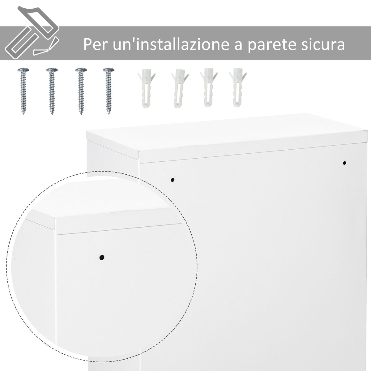 Armadietto Medicinali a 3 Livelli in Acciaio con 2 Chiavi e Montaggio a Parete, 40x18x60 cm, Bianco