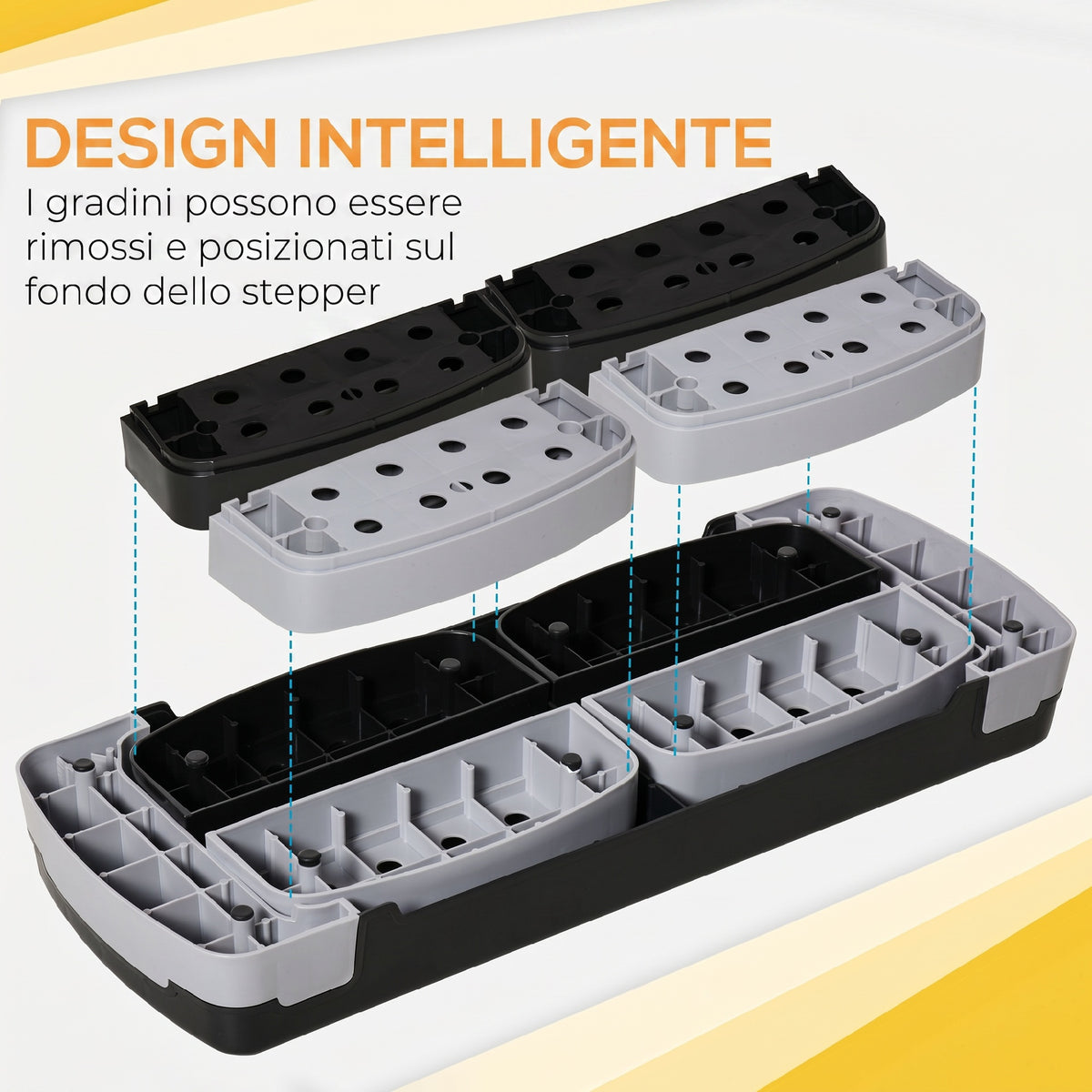 Stepper da Aerobica Regolabile in Altezza 10-15-20 cm Antiscivolo, Nero e Grigio