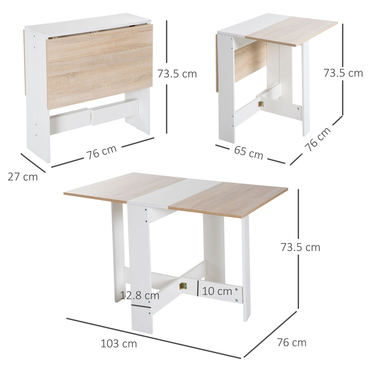 Tavolo da Pranzo Allungabile, Tavolo Pieghevole in Legno 1037673.5cm Rovere Bianco