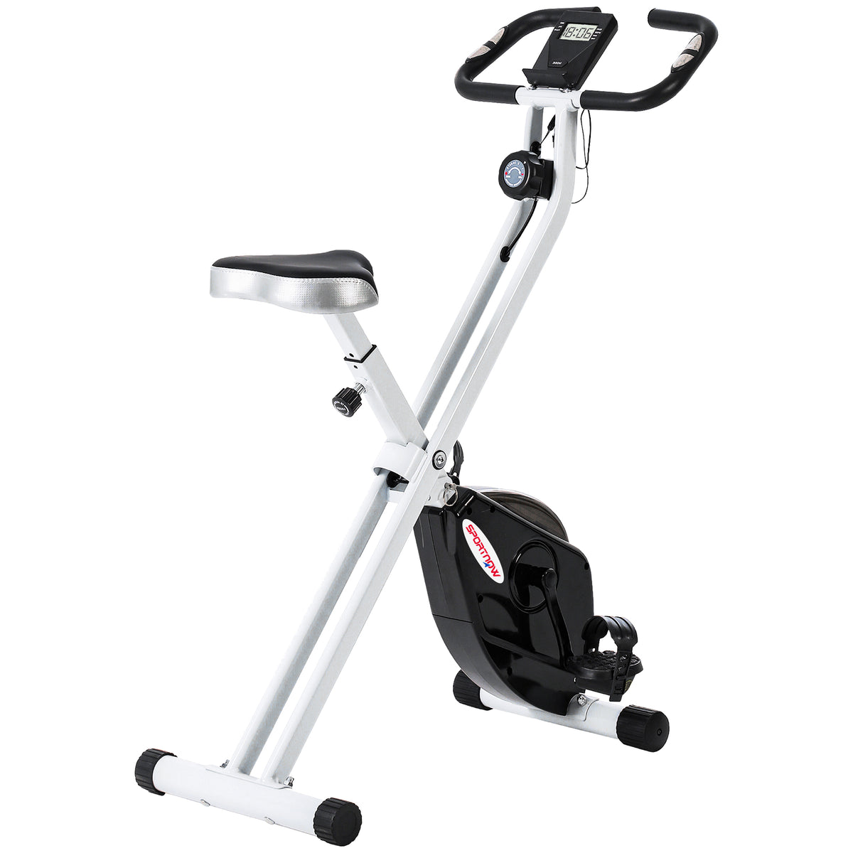 Cyclette Pieghevole Magnetica 8 Livelli, Display LCD, Rotelle e Sellino Regolabile, Nero