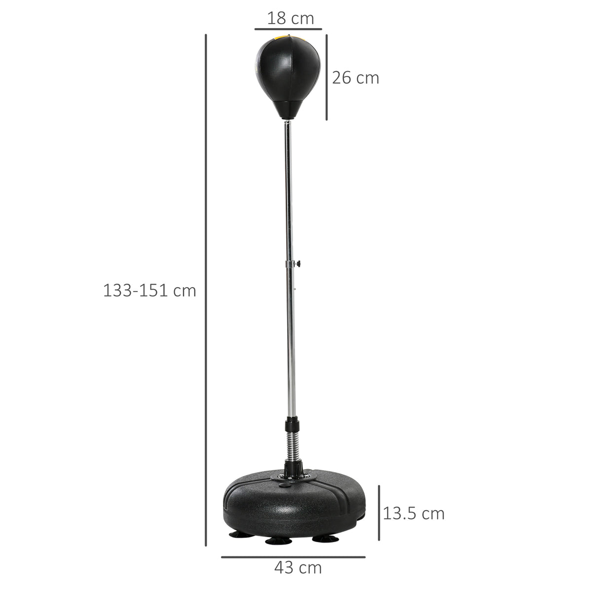 Sacco da Boxe ad Altezza Regolabile, Guanti Inclusi, in PE e Metallo, 45x45x133-151cm, Oro