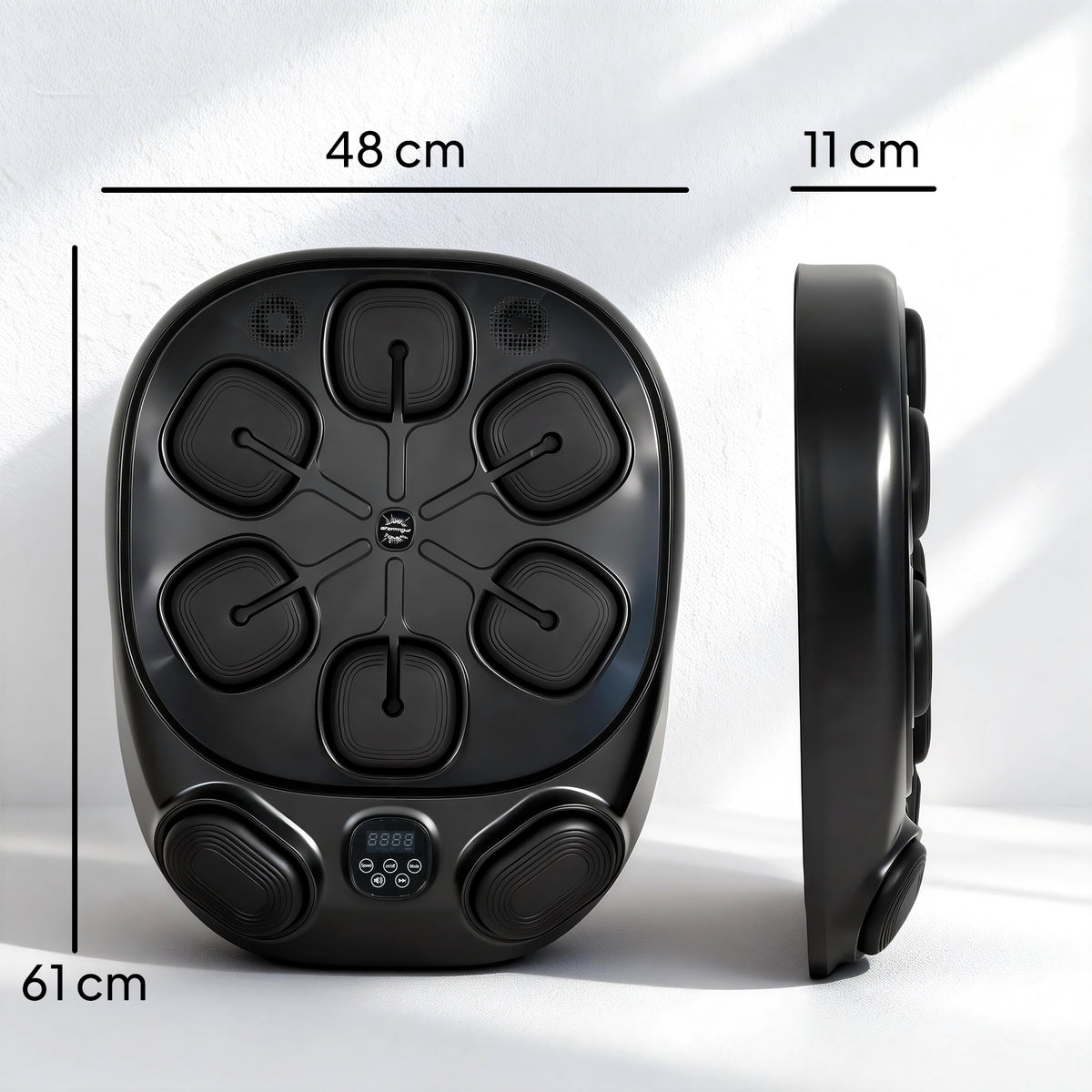 Macchina da Boxe Musicale a Parete con 9 Modalità, Luci LED e Connessione Bluetooth, 61x48x11 cm, Nero