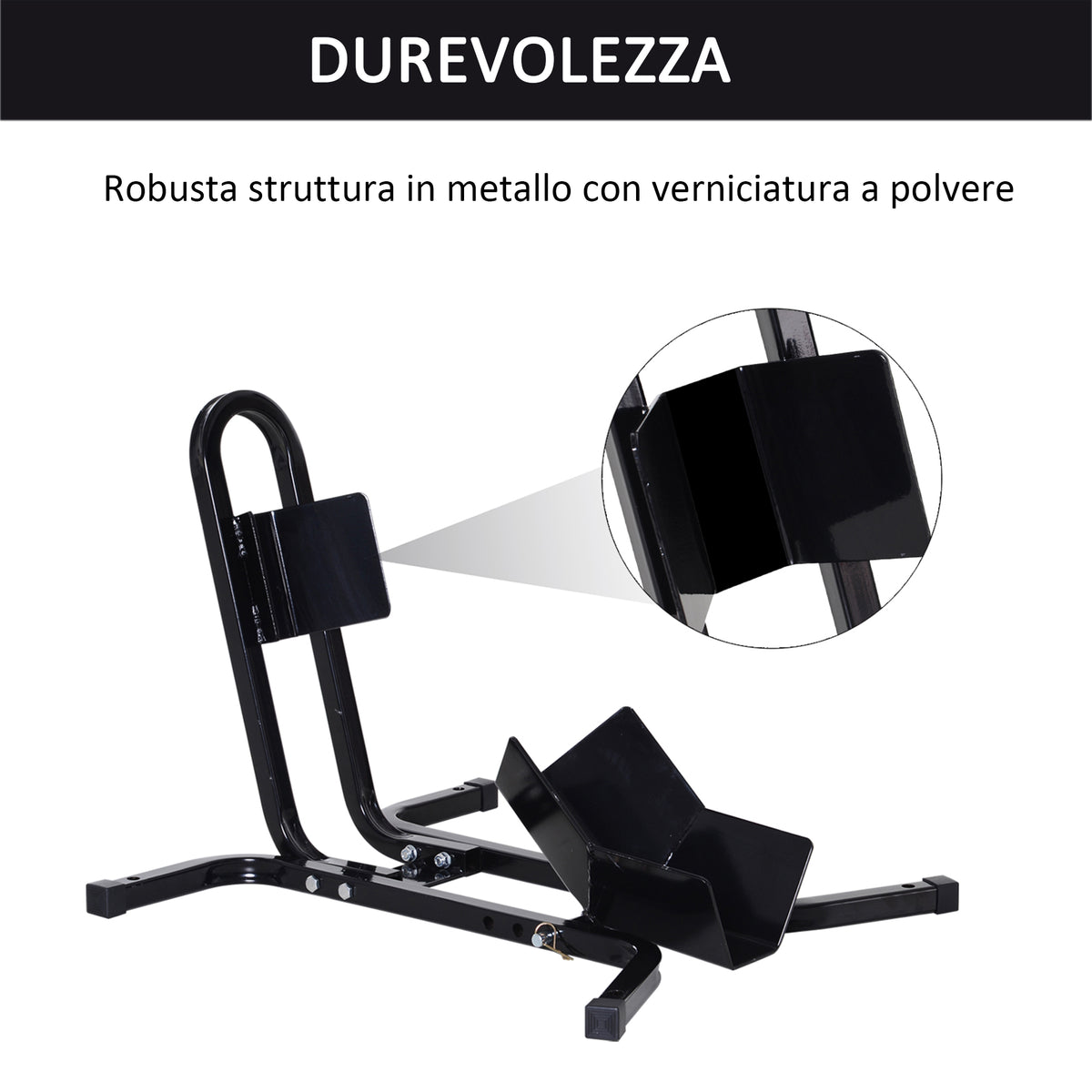 Blocca Ruota Moto Regolabile su 3 Livelli da 250 kg max in Metallo, 60x55x43 cm, Nero