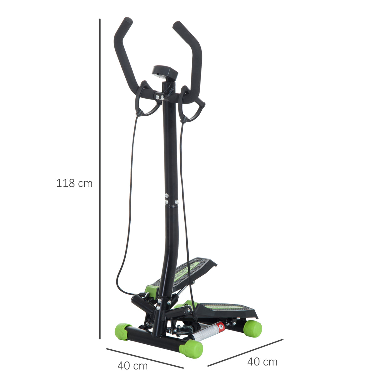 Stepper Professionale con Manubrio e Corde in Acciaio per Allenamento a Casa, 40 x 40 x 118cm, Nero