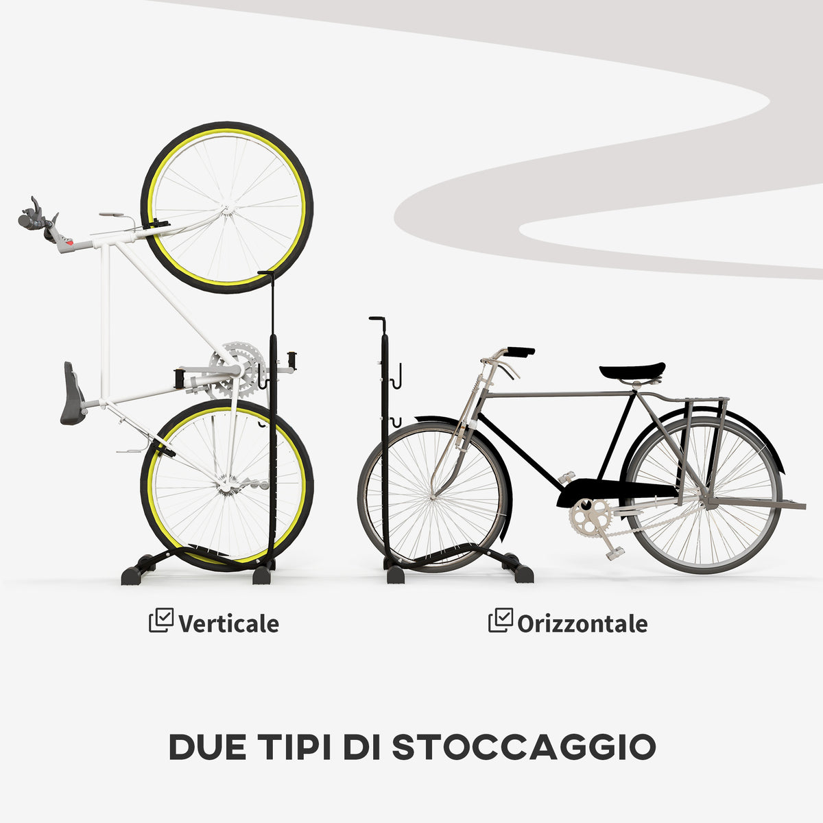 Supporto per Bici con Ganci Regolabili, Compatibile con Biciclette 24"-29" e 700c, per Garage, Interno ed Esterno, Nero