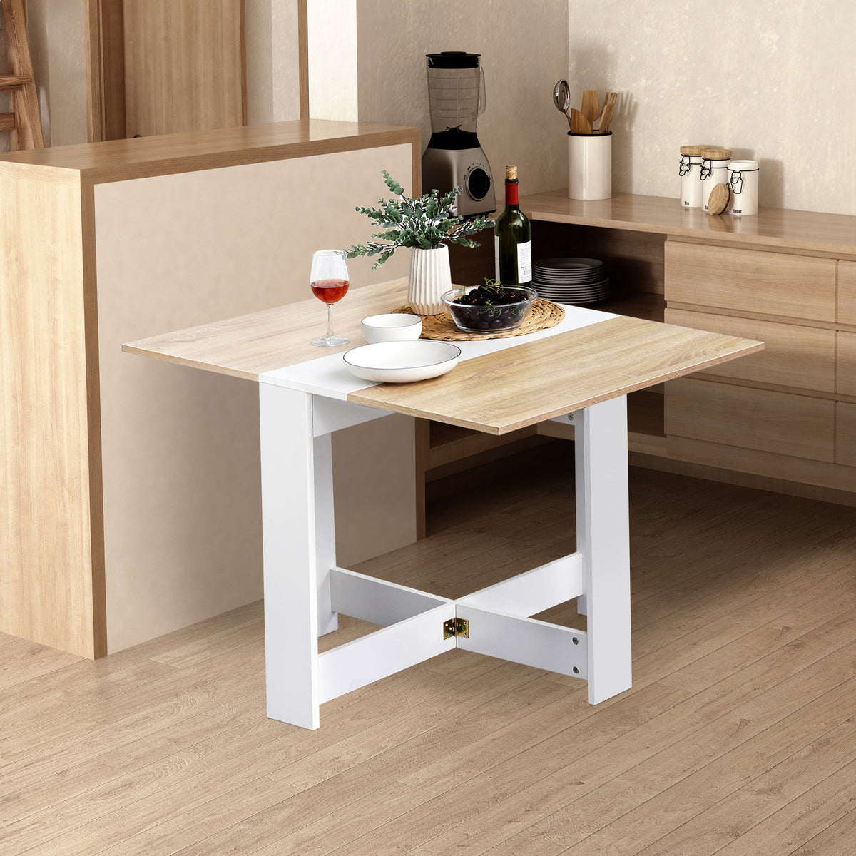 Tavolo da Pranzo Allungabile, Tavolo Pieghevole in Legno 1037673.5cm Rovere Bianco
