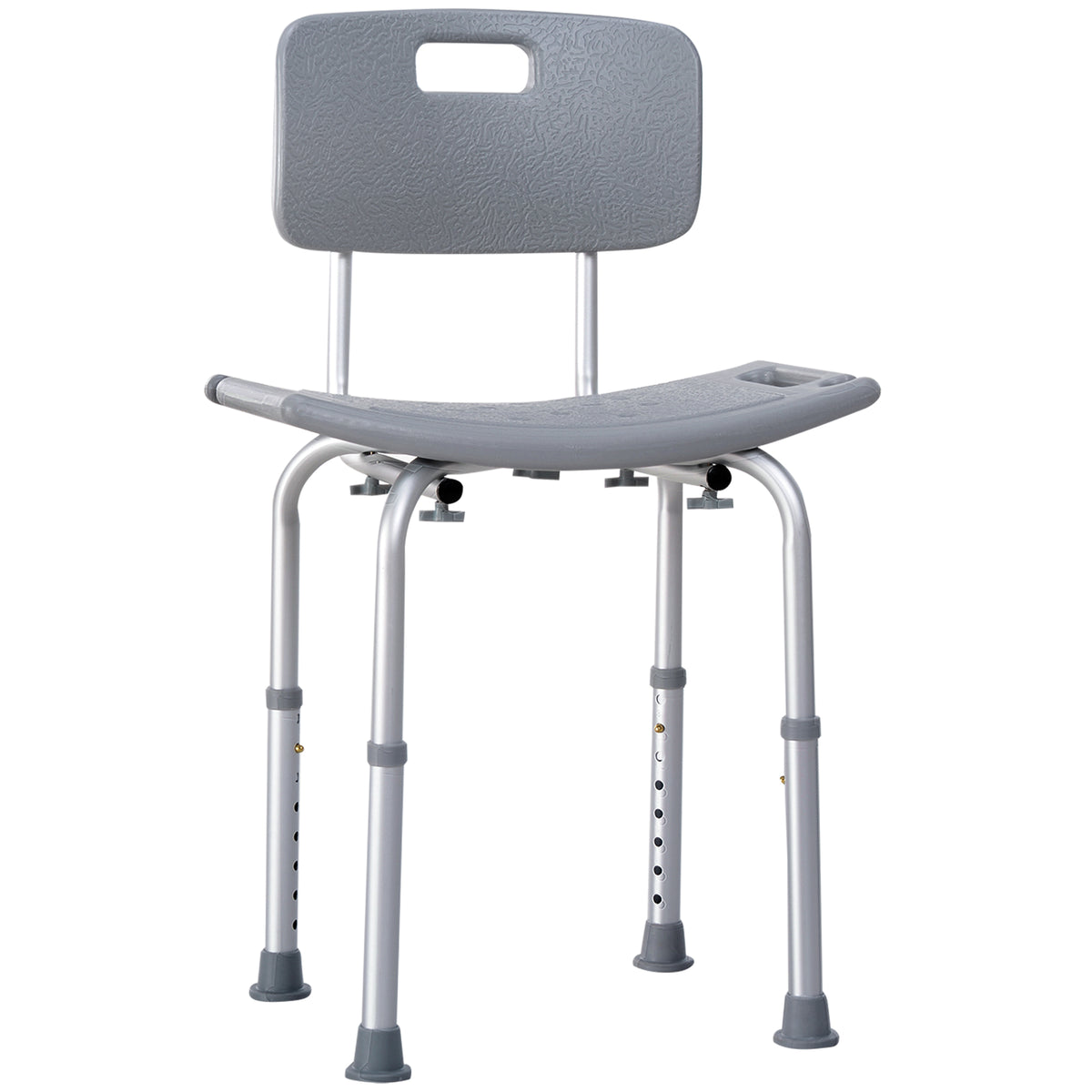 Sedia da Doccia per Bagno in Alluminio e Plastica Altezza Regolabile 8 Livelli 71-88cm Piedini Antiscivolo
